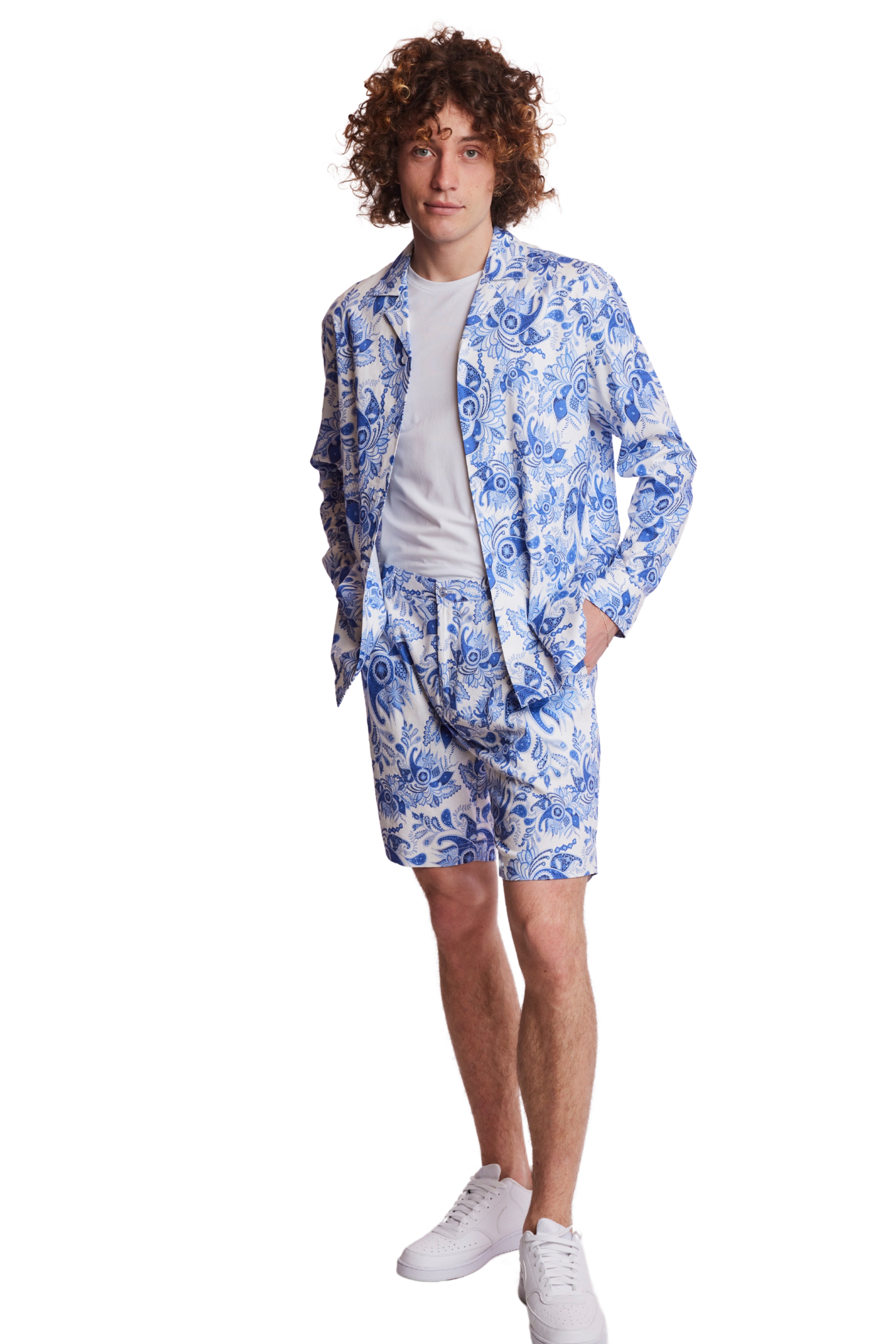 Camp Collar Shirt - Indigo White Paisley