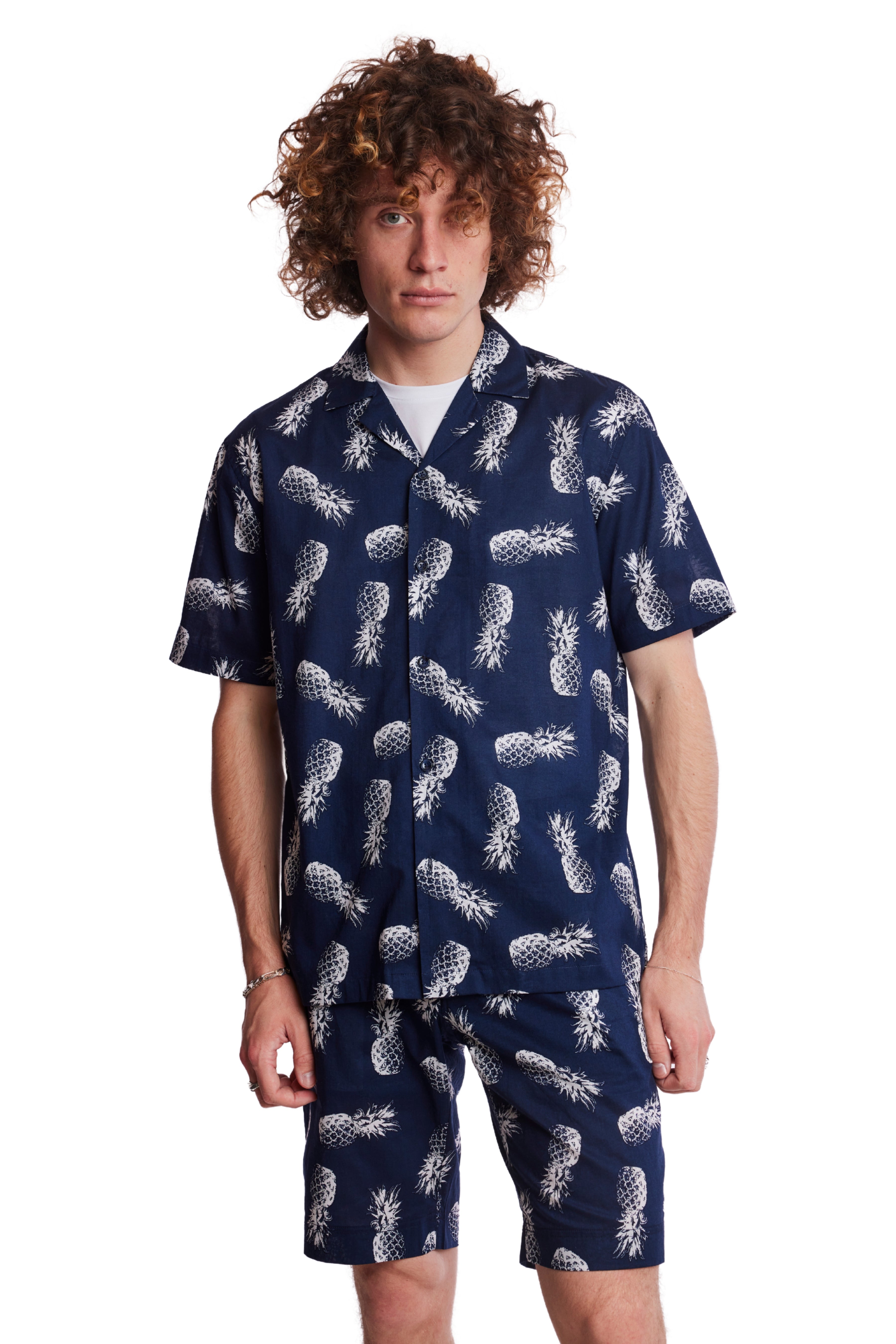 Camp Collar Shirt - Navy Pineapple