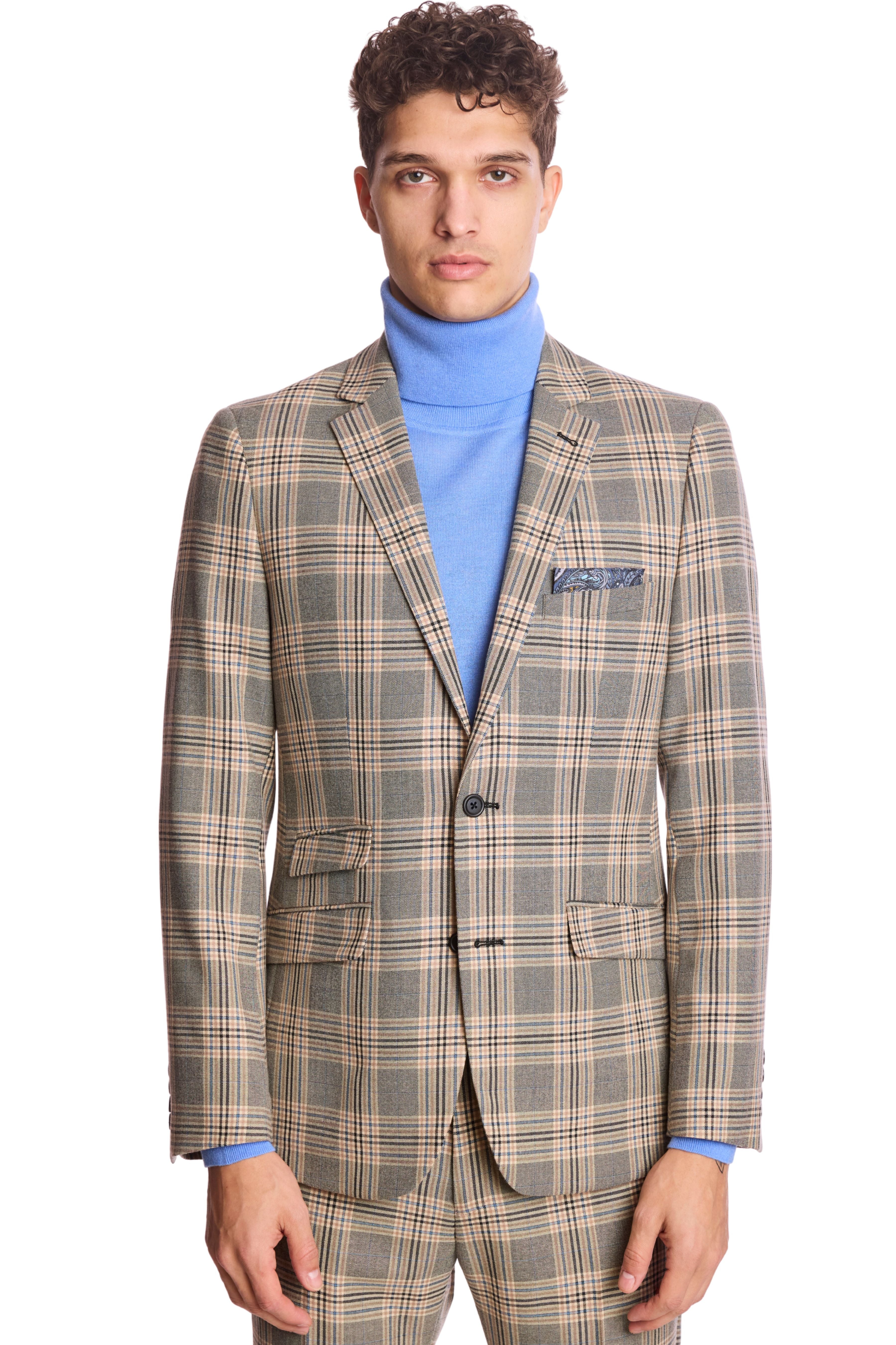 Dover Notch Jacket - slim - Blue & Grey Check