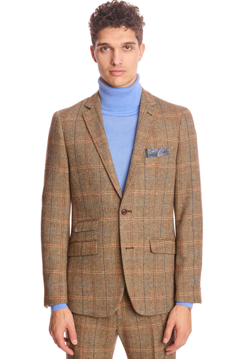 Dover Notch Jacket - slim - Brown Orange Multi Herringbone