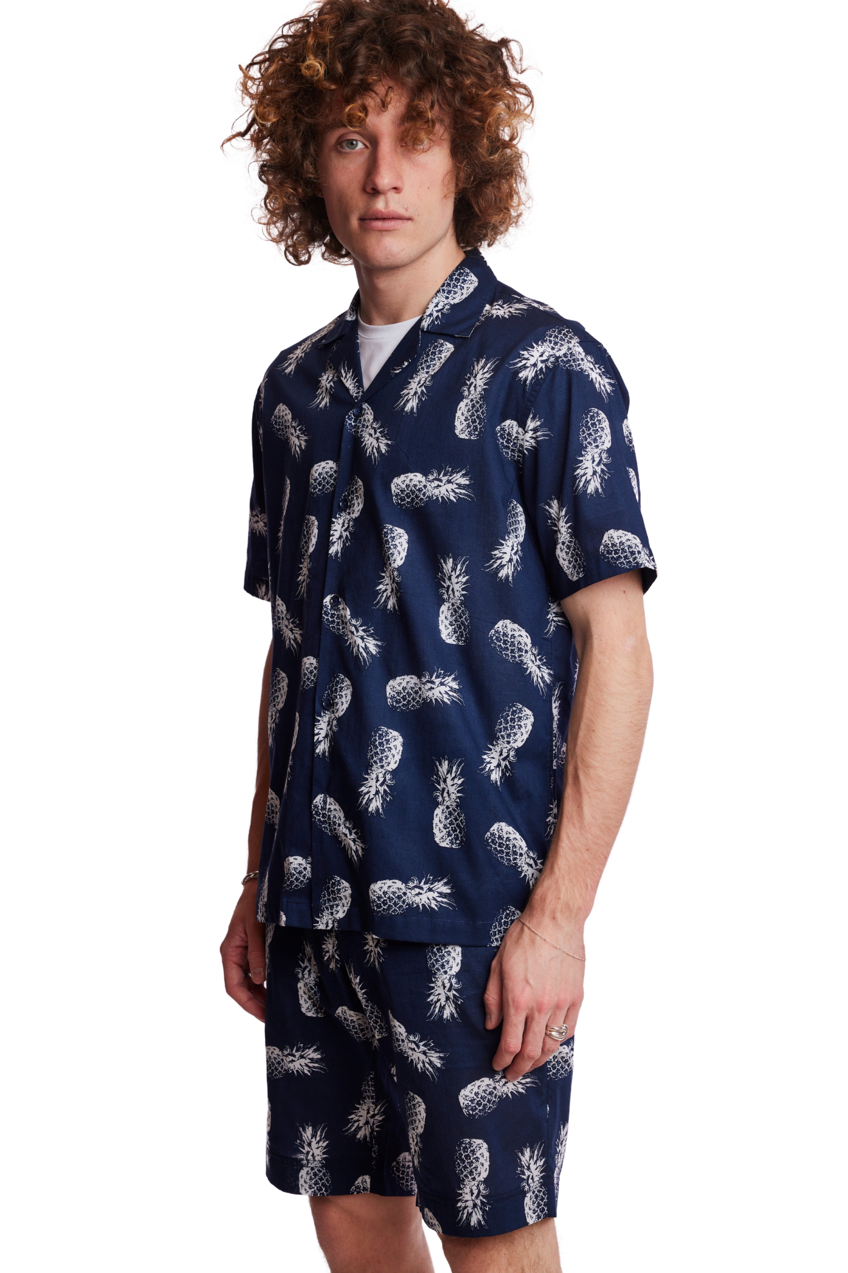 Camp Collar Shirt - Navy Pineapple