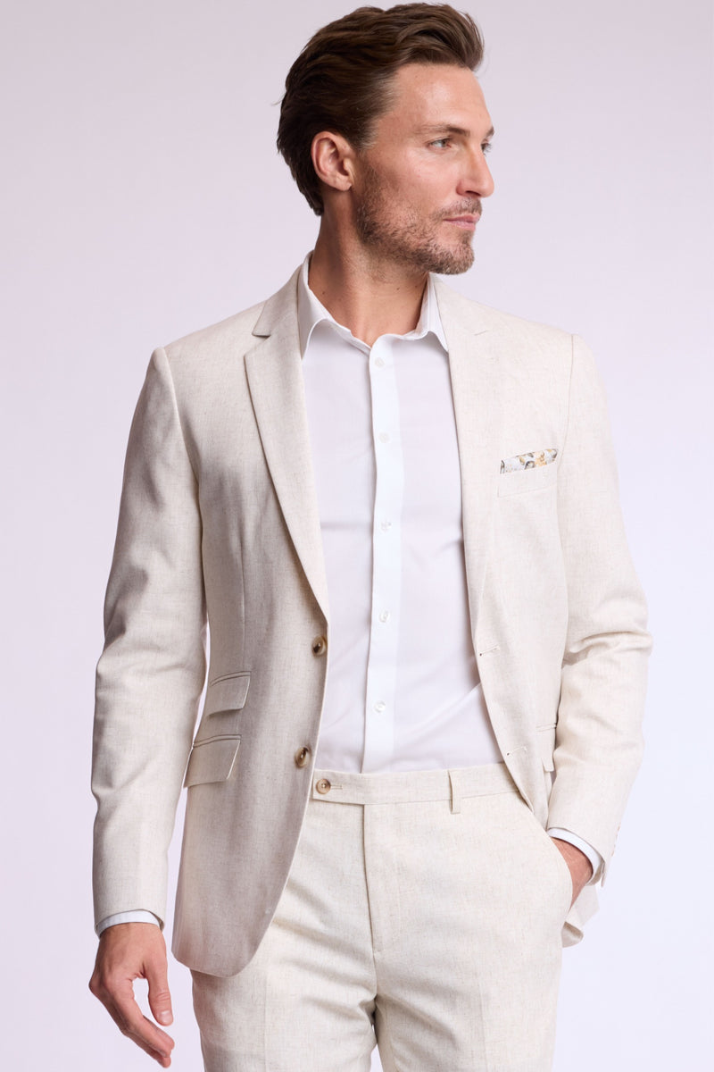 Dover Notch Jacket - slim - Oat Linen Blend – Paisley & Gray
