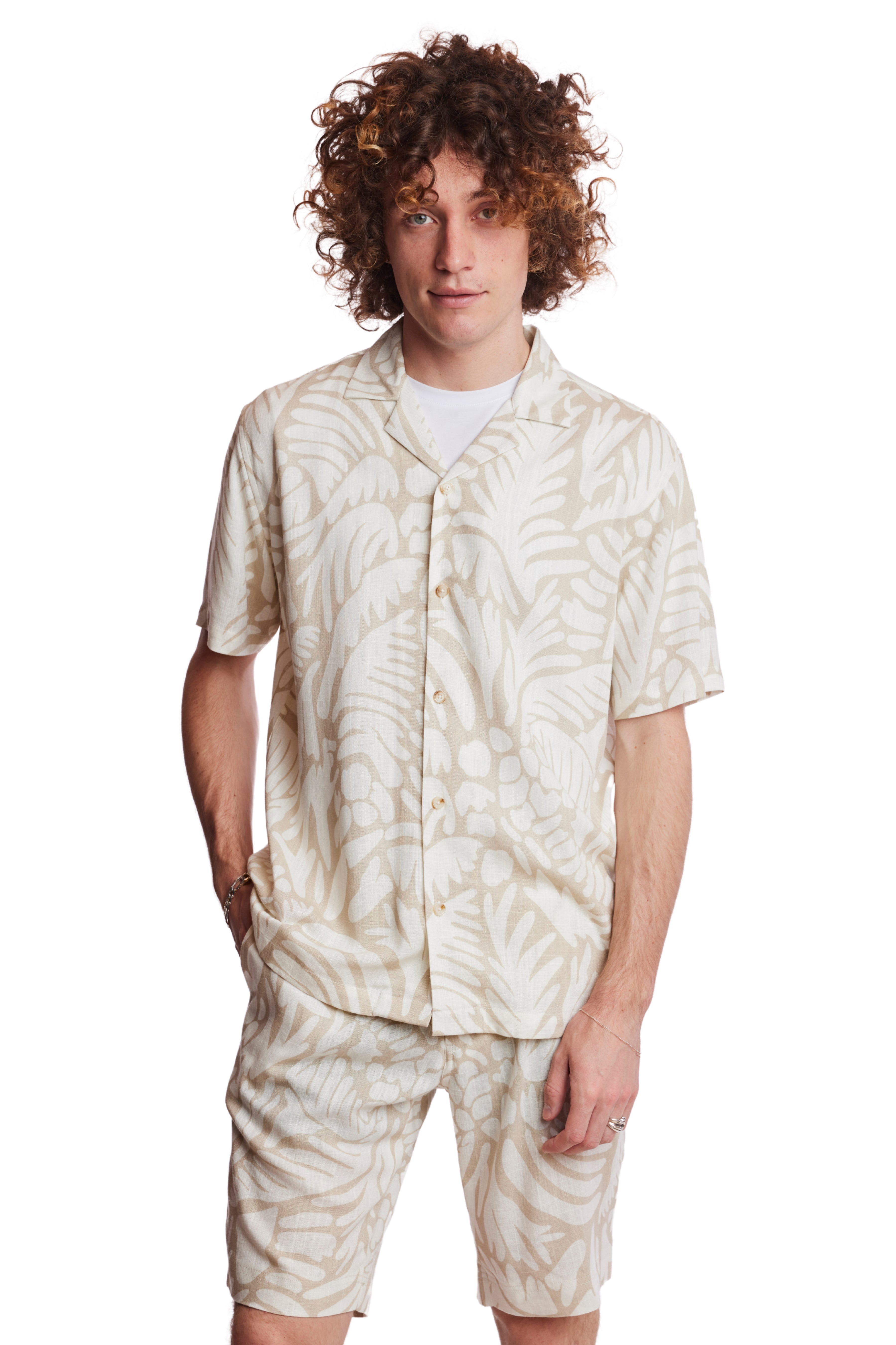 Camp Collar Shirt - Tan & Cream