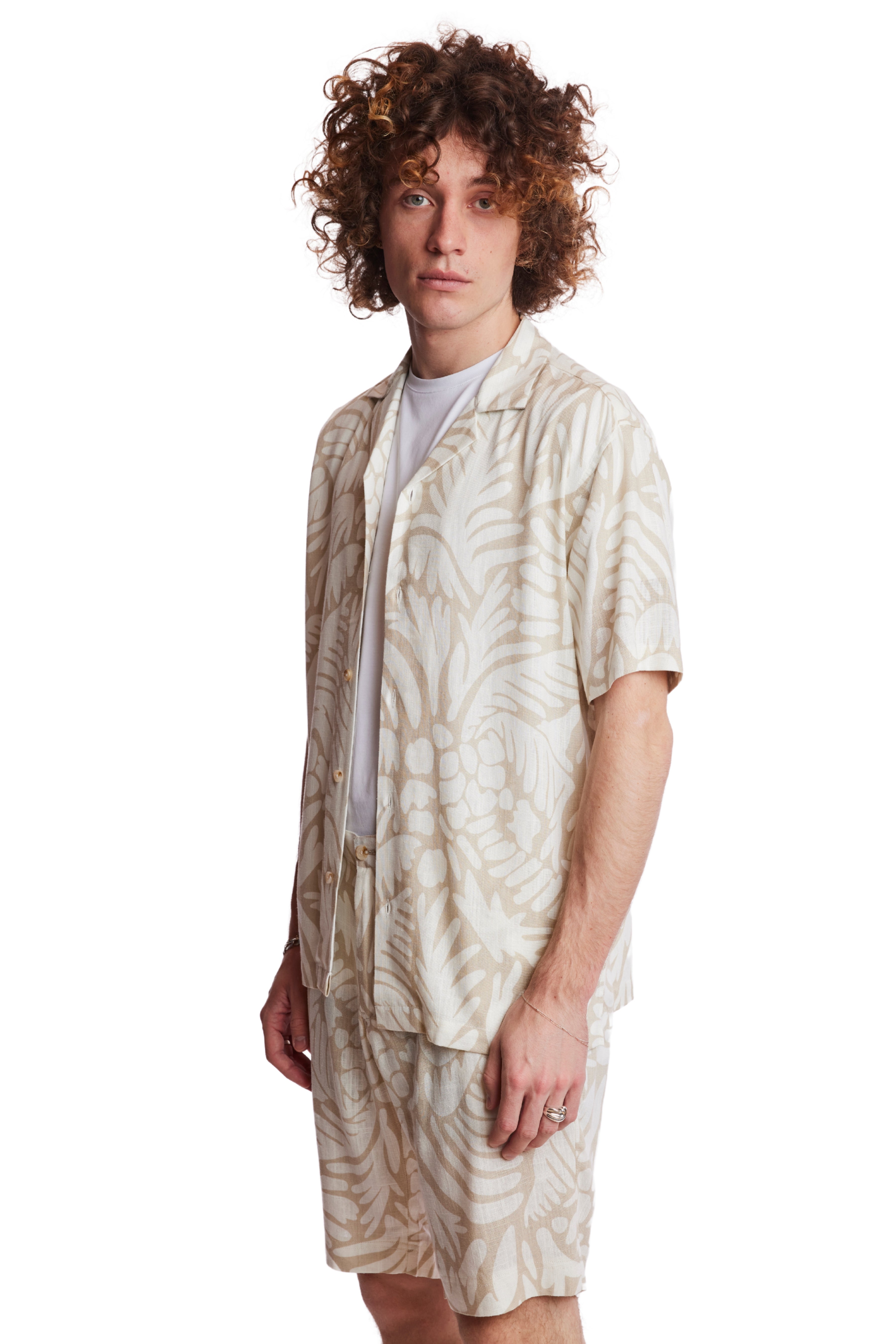 Camp Collar Shirt - Tan & Cream