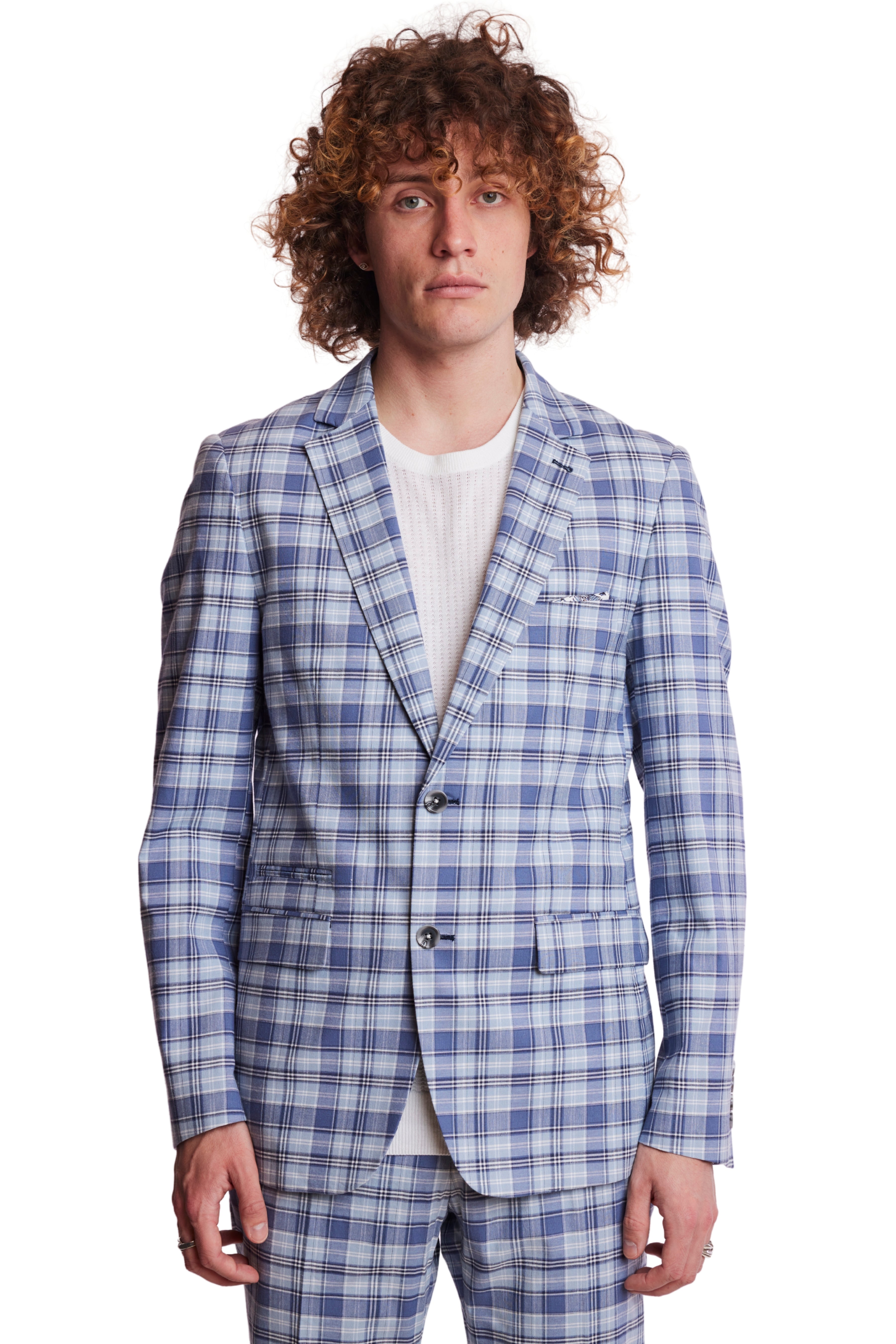 Dover Notch Jacket - slim - Blue Madras Check