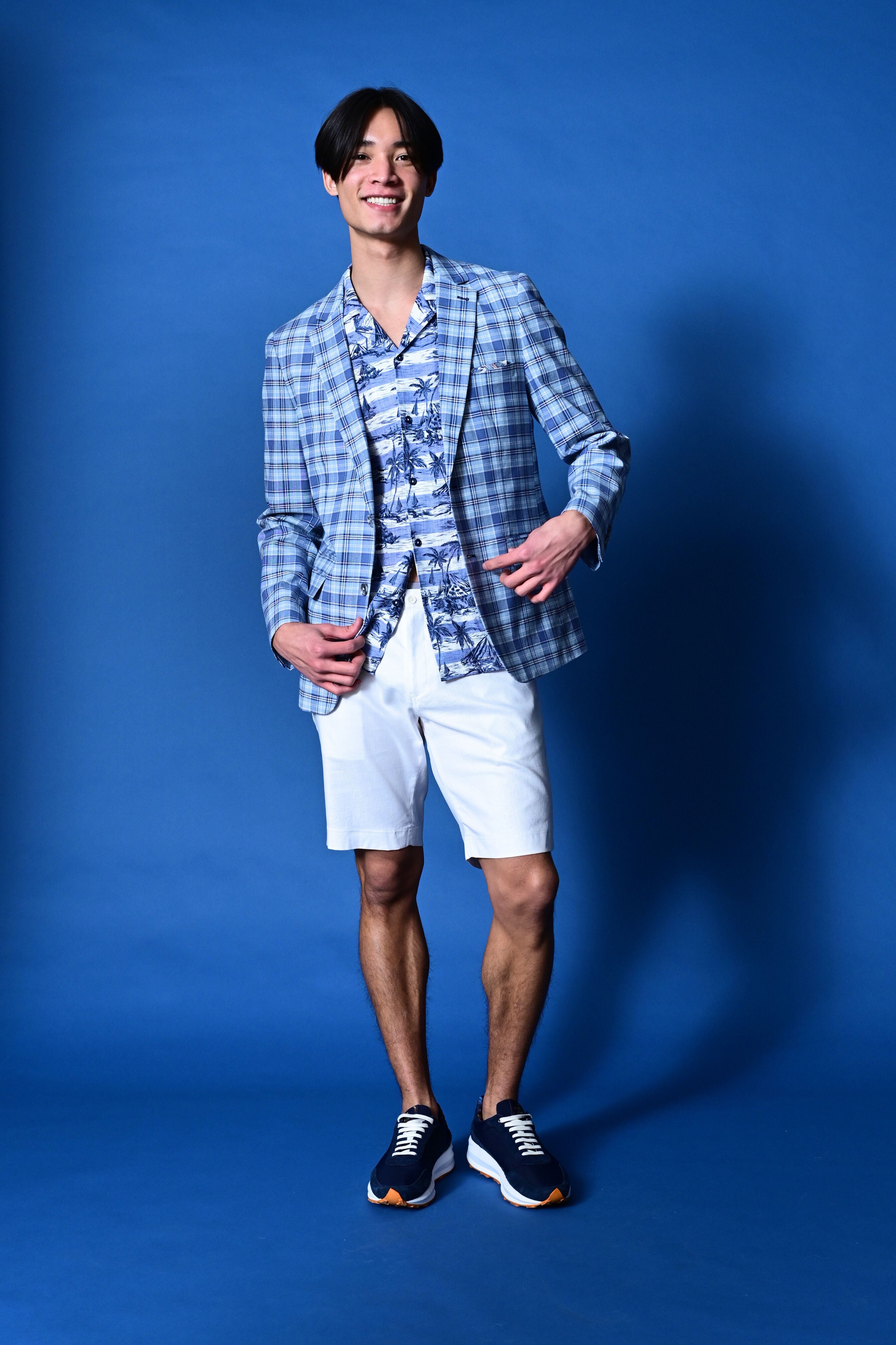 Dover Notch Jacket - slim - Blue Madras Check