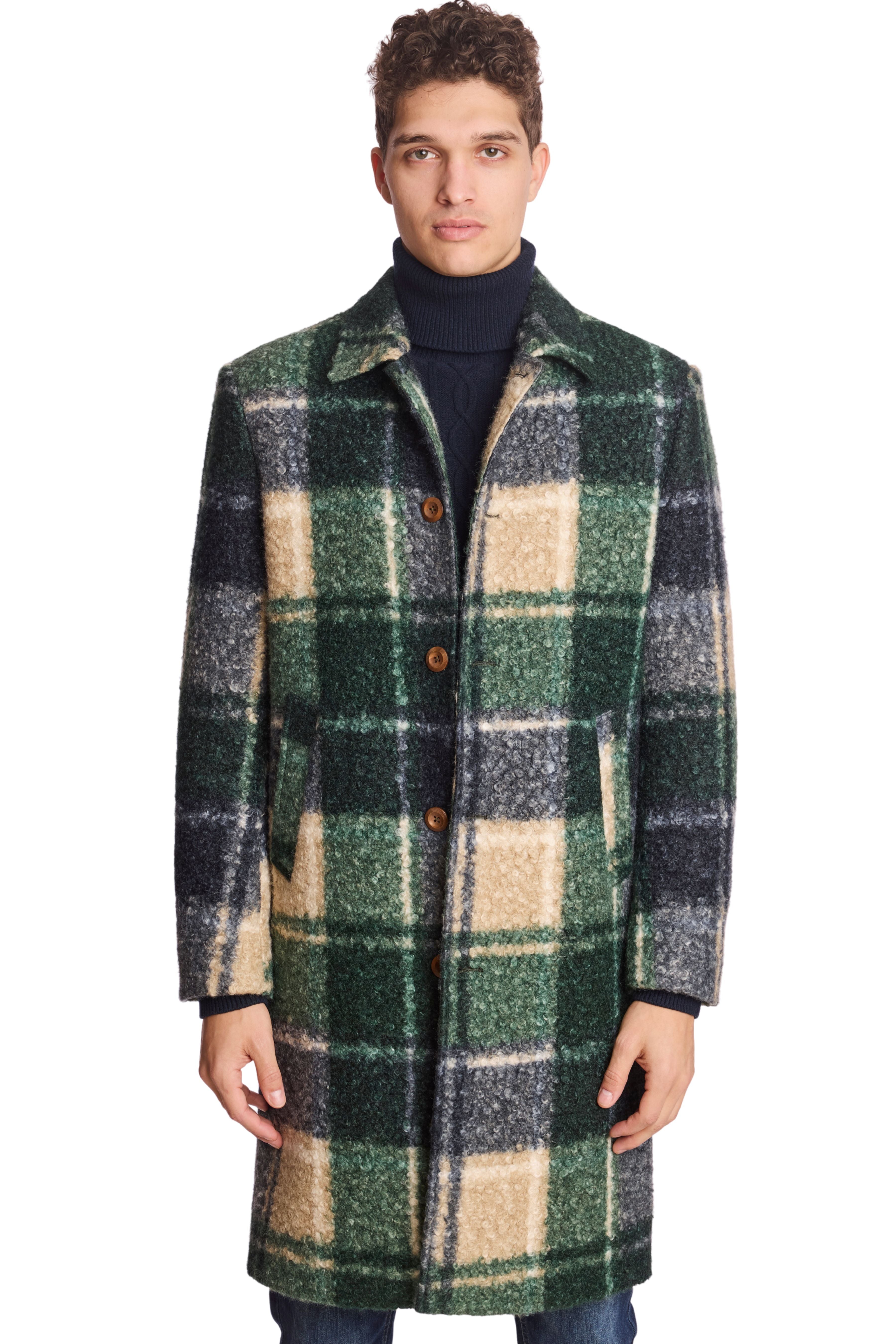 Slash Pocket Overcoat - Forest Cream Swirl