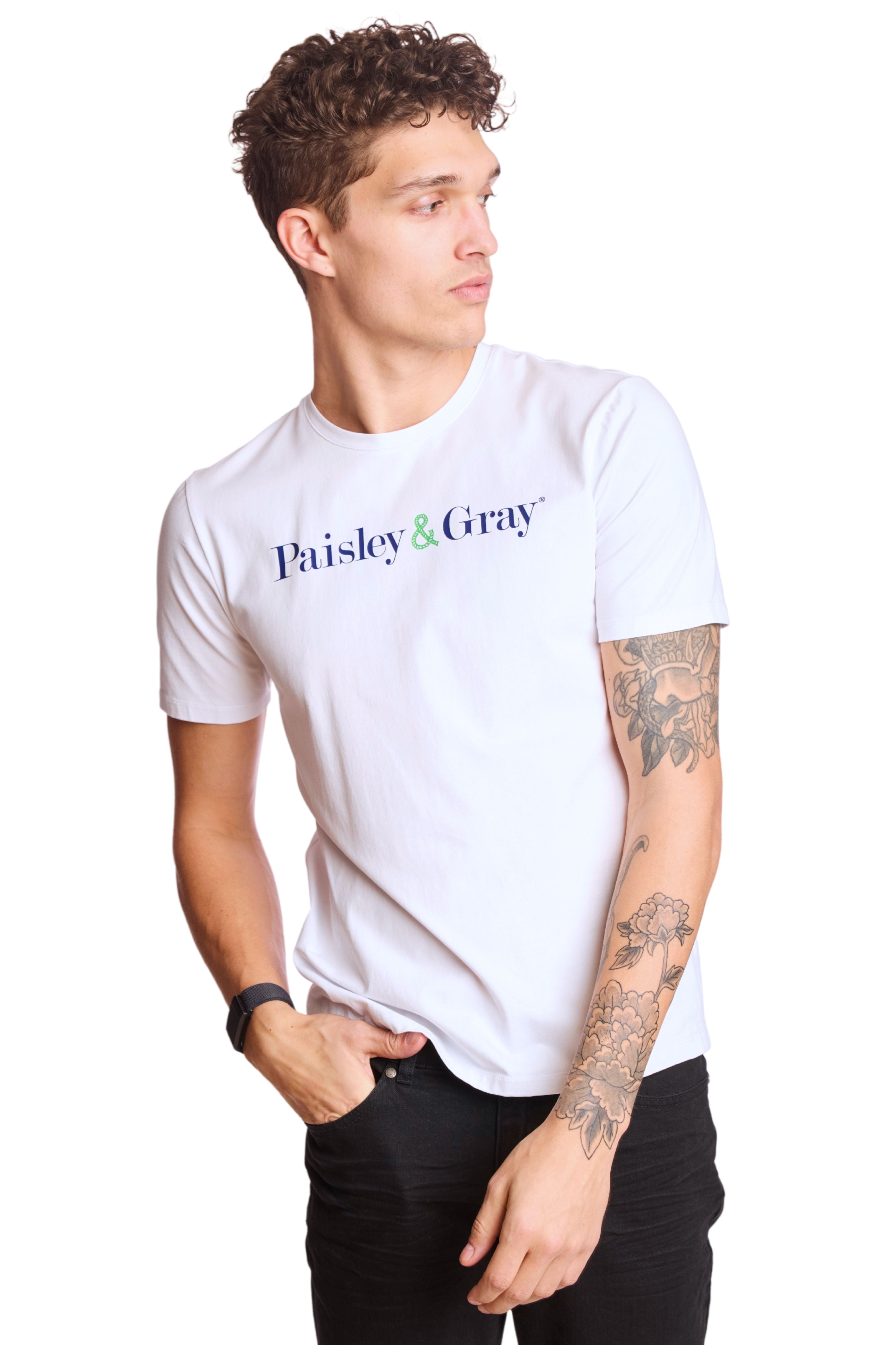 P&G Logo T - White Navy Logo