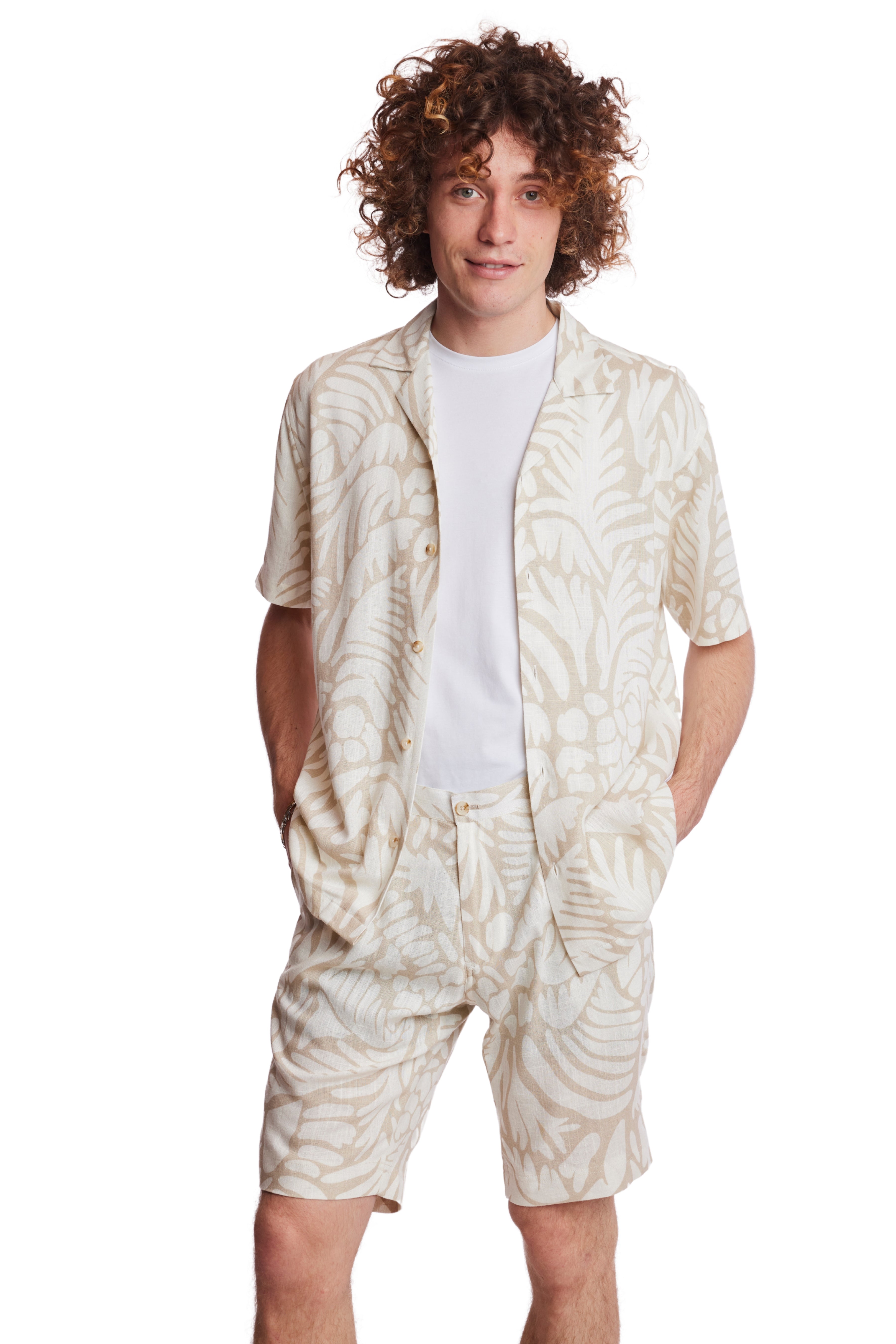 Camp Collar Shirt - Tan & Cream