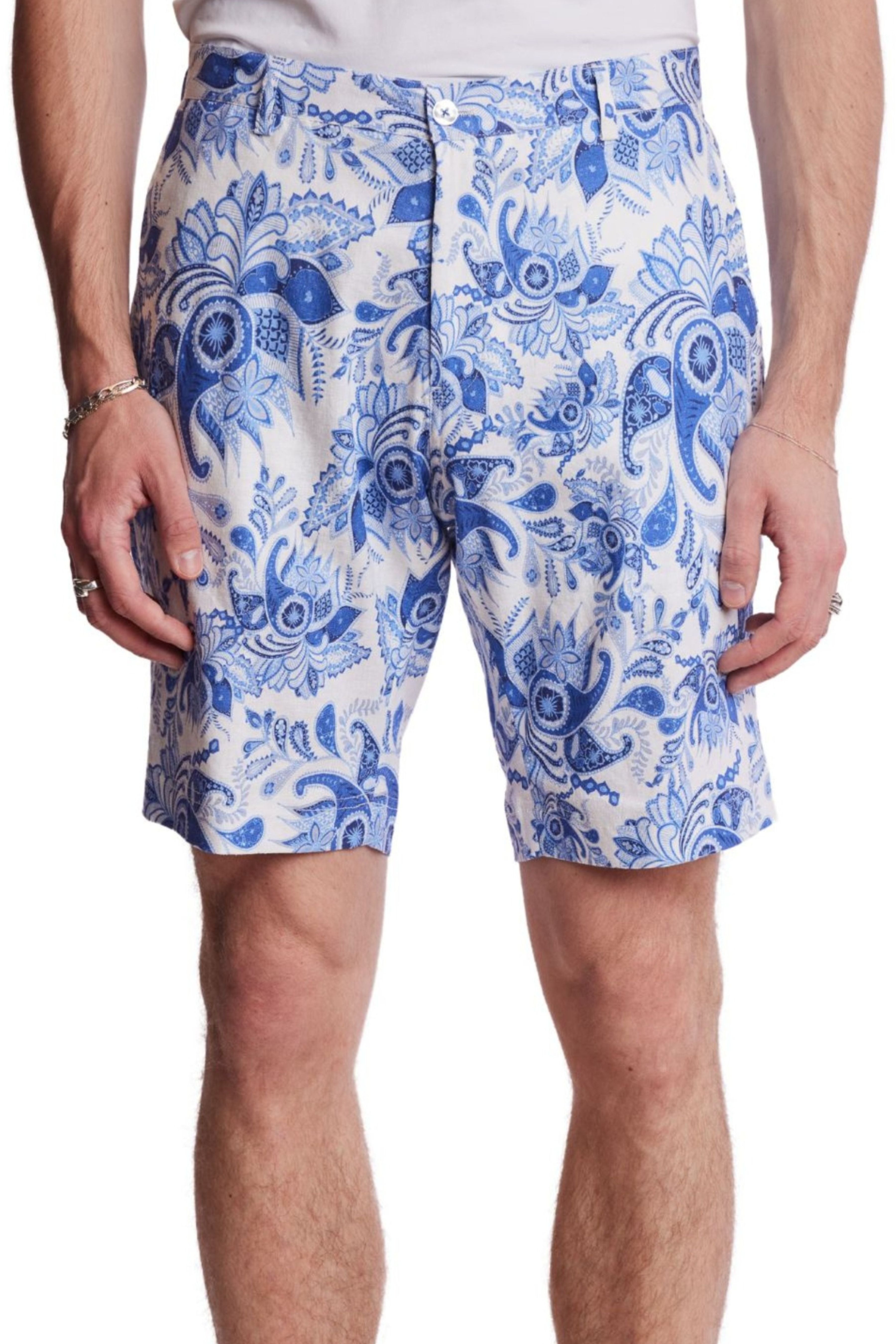 Felix Shorts - slim - Indigo White Paisley