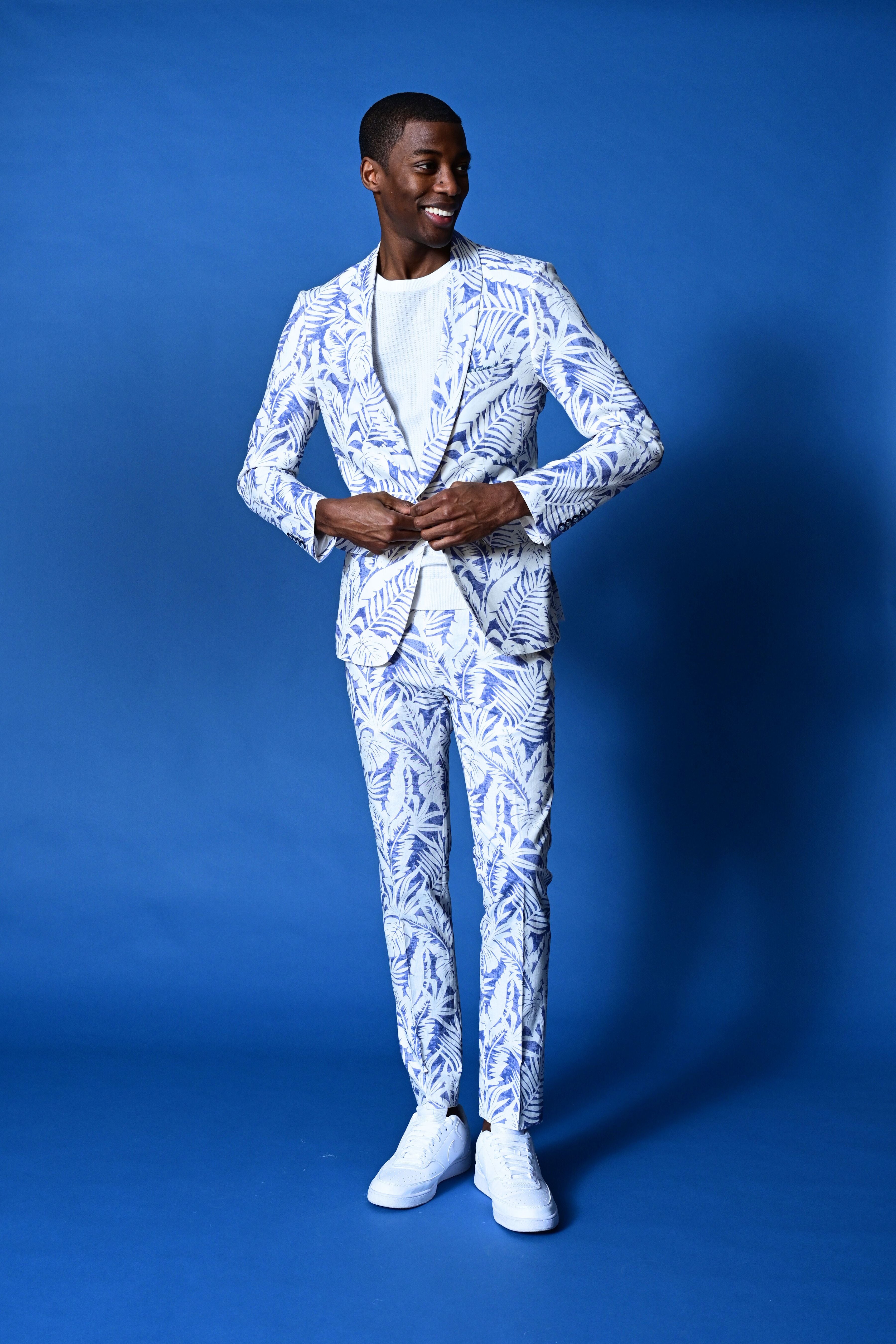 Stanford Shawl Jacket  - slim - Faded Blue Leaf