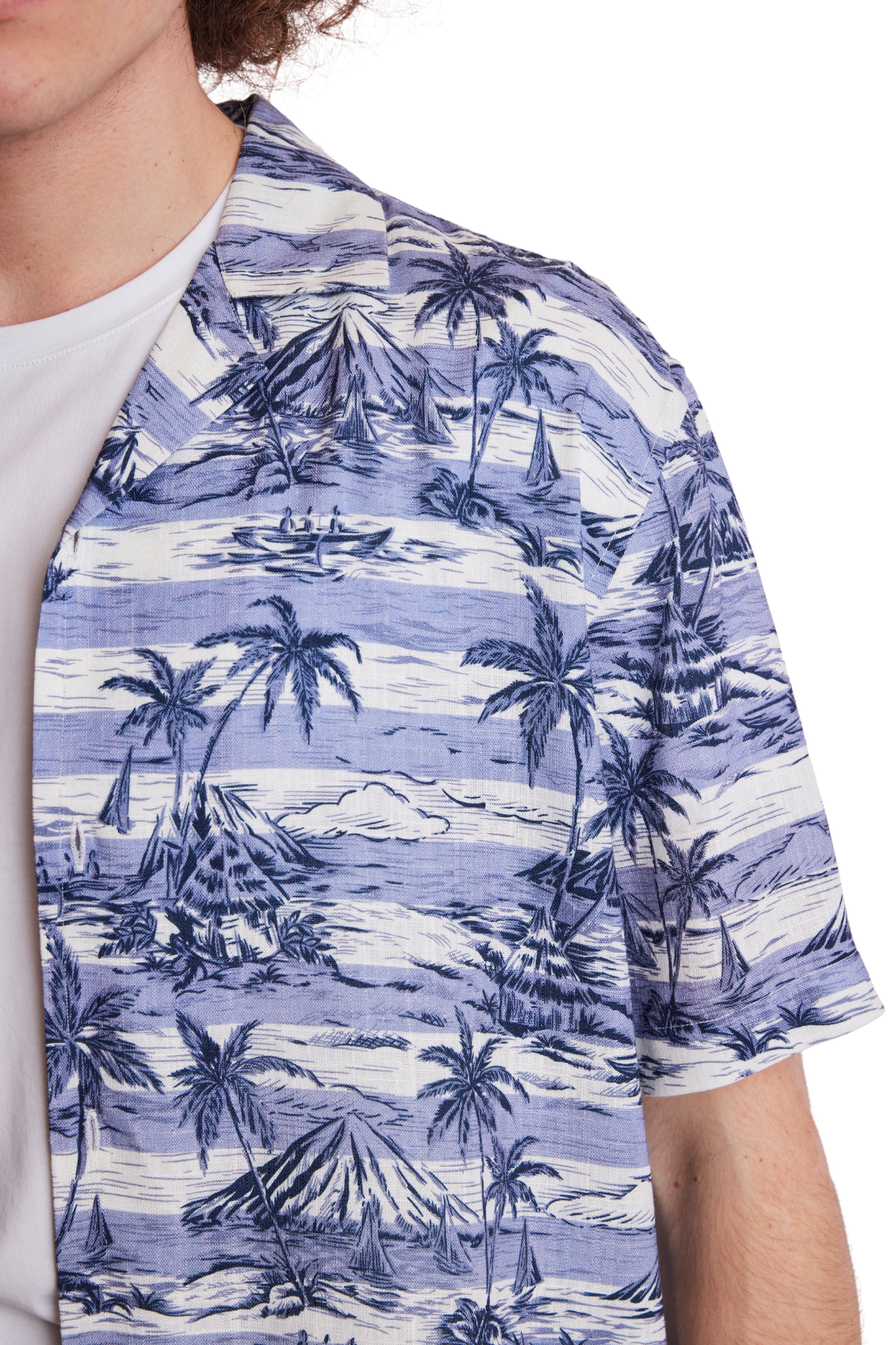 Camp Collar Shirt - Indigo Palms Stripe
