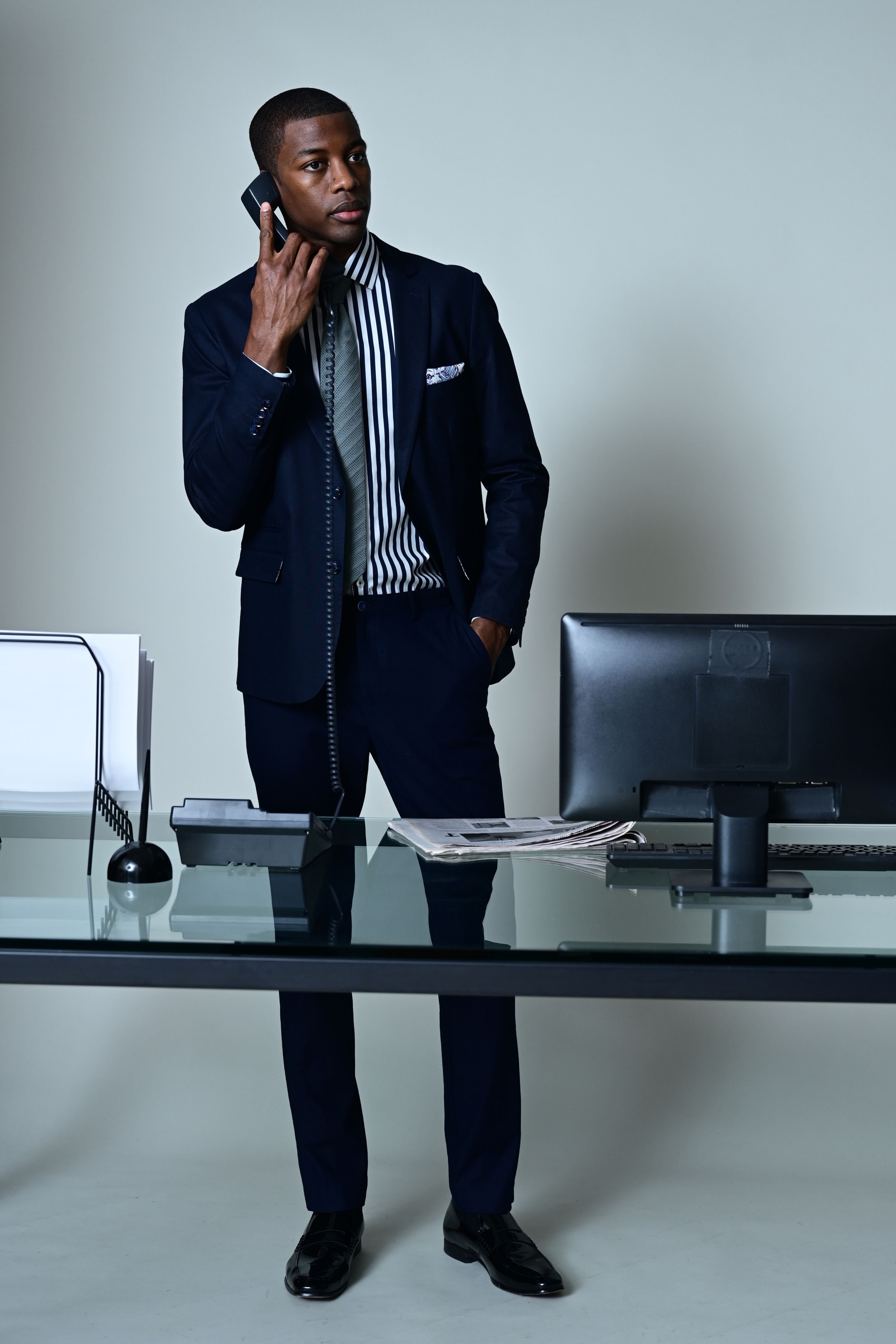 Dover Notch Jacket - slim - Navy Linen