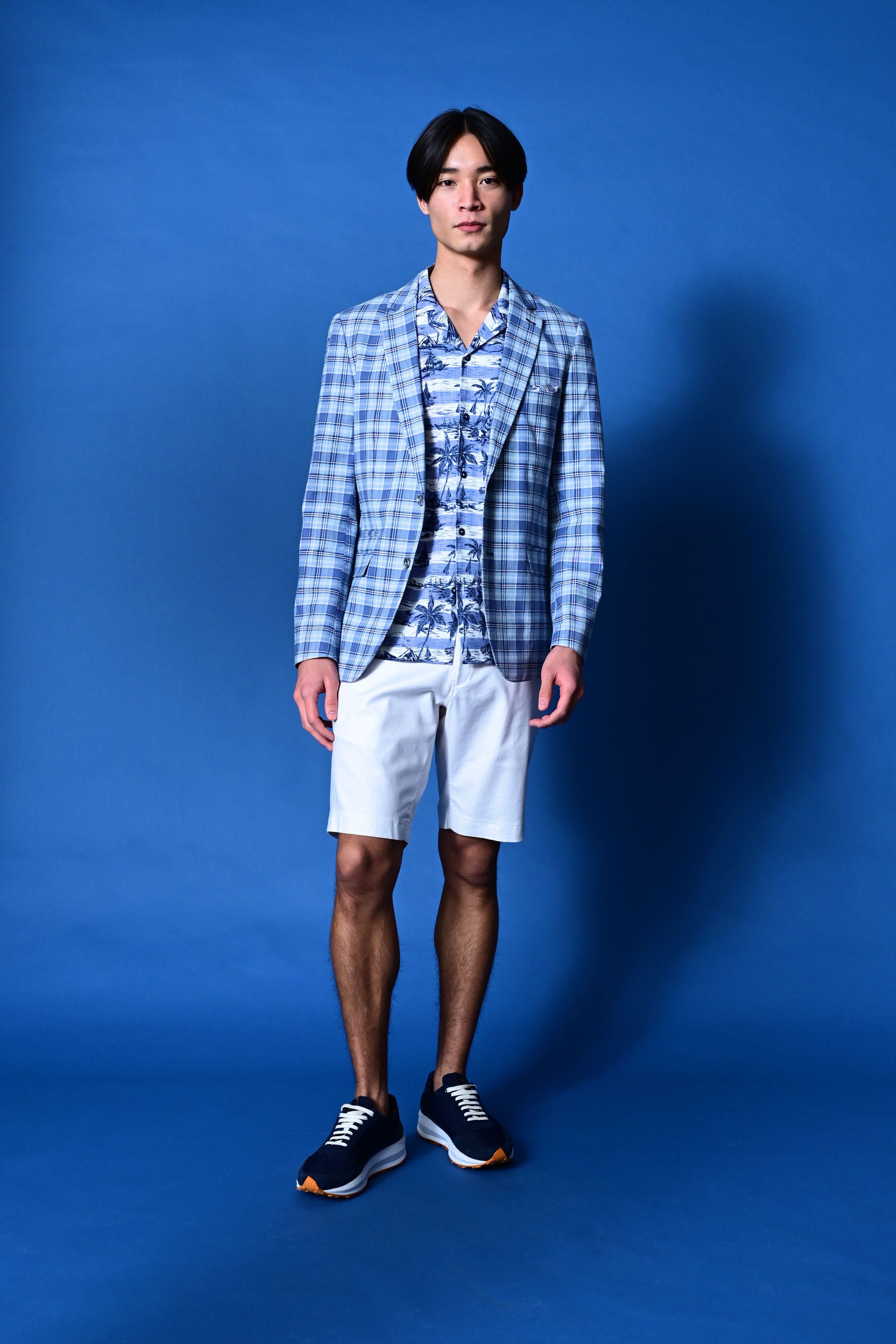 Dover Notch Jacket - slim - Blue Madras Check