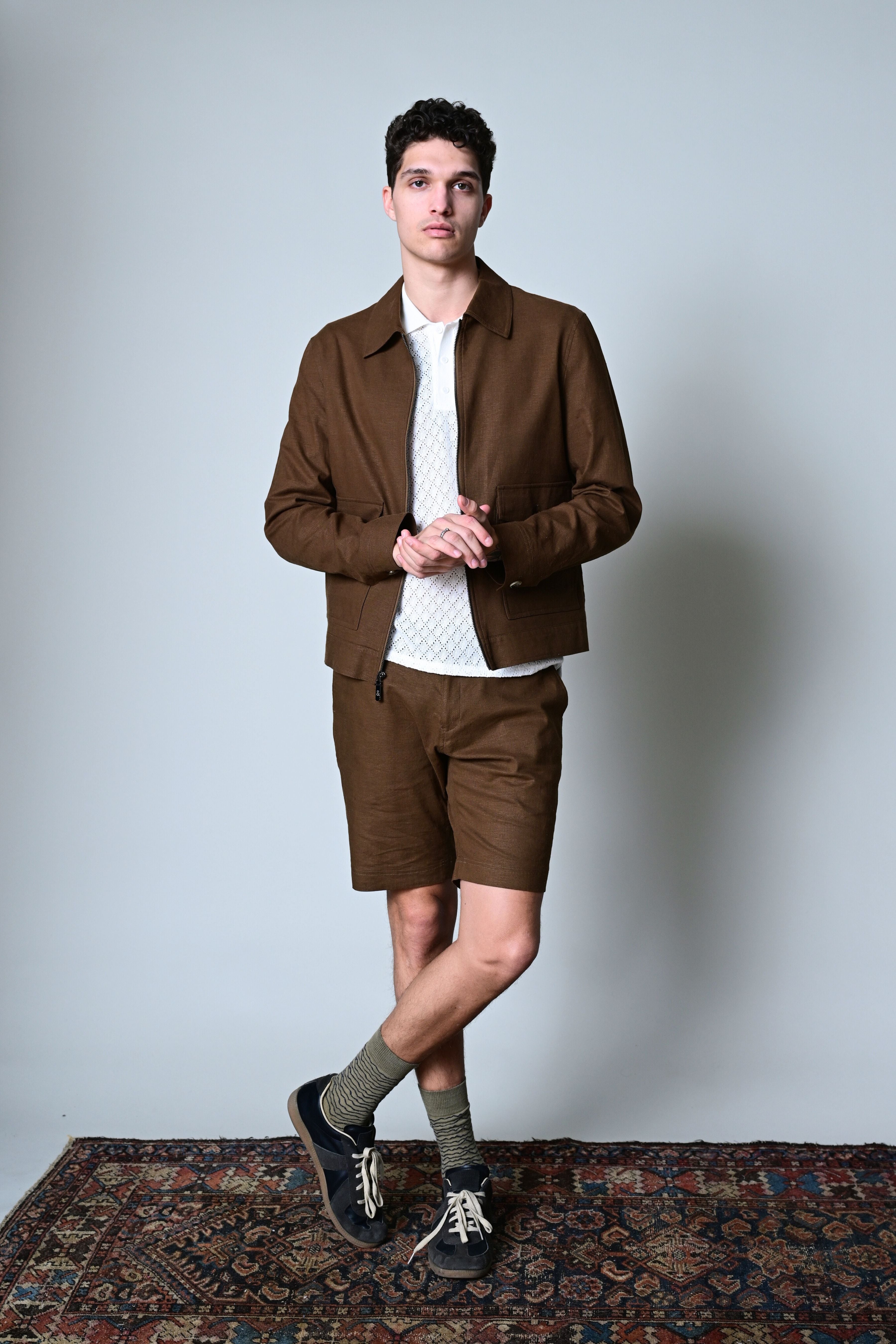 Milo Bomber Jacket - slim - Brown Linen