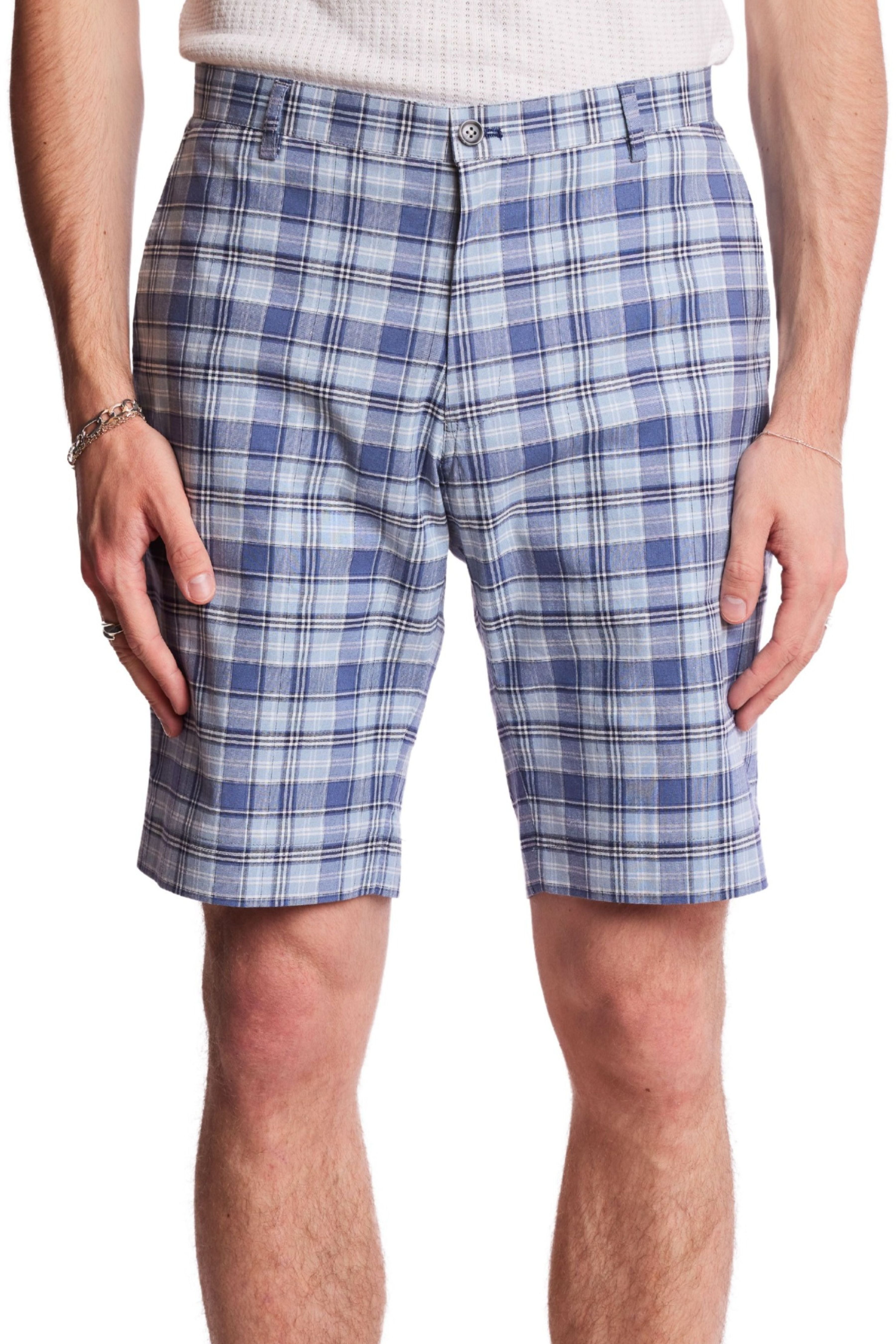 Felix Shorts - slim - Blue Madras Check
