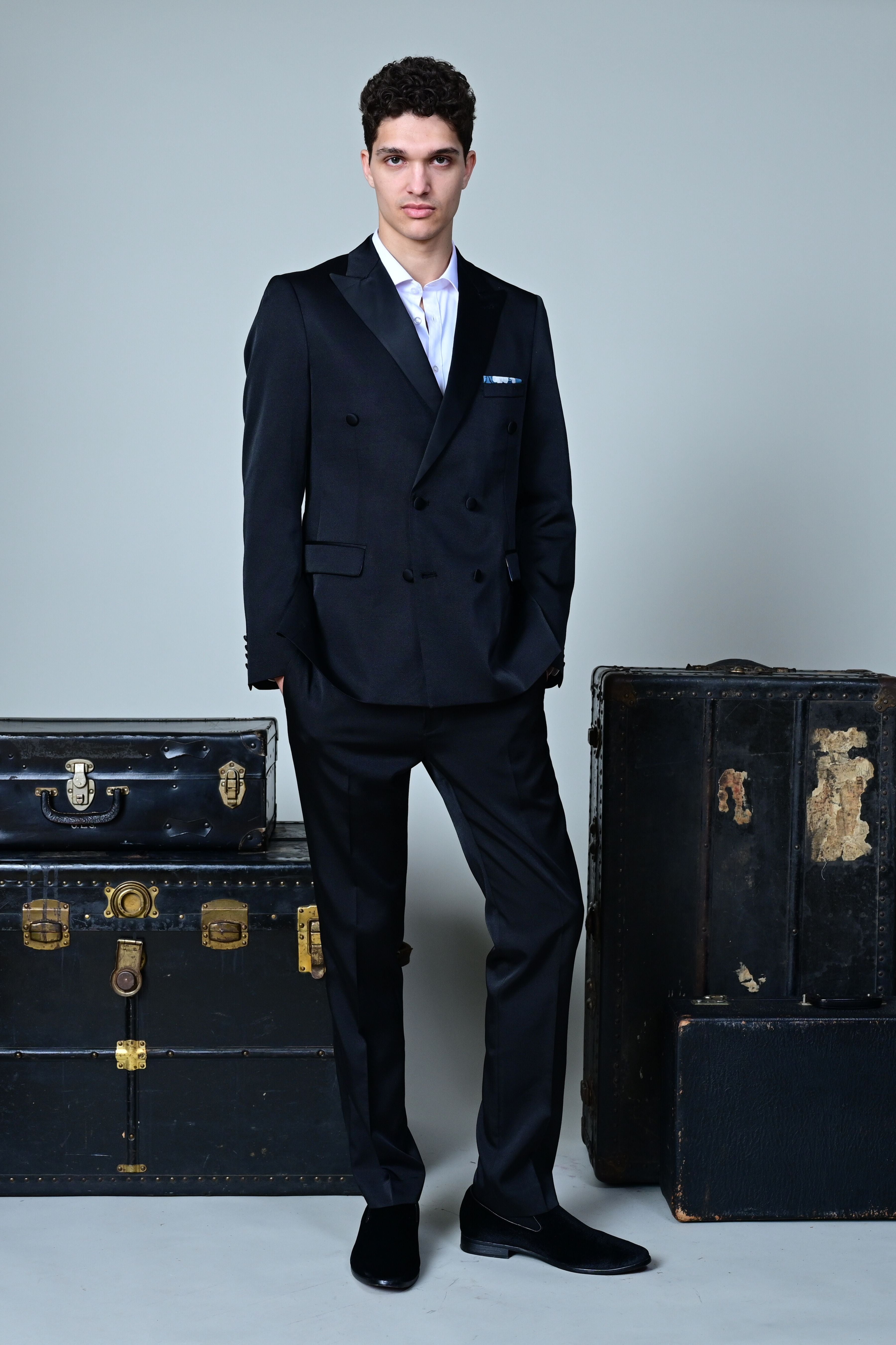 Soho DB Peak Tux Jacket - slim - Black on Black