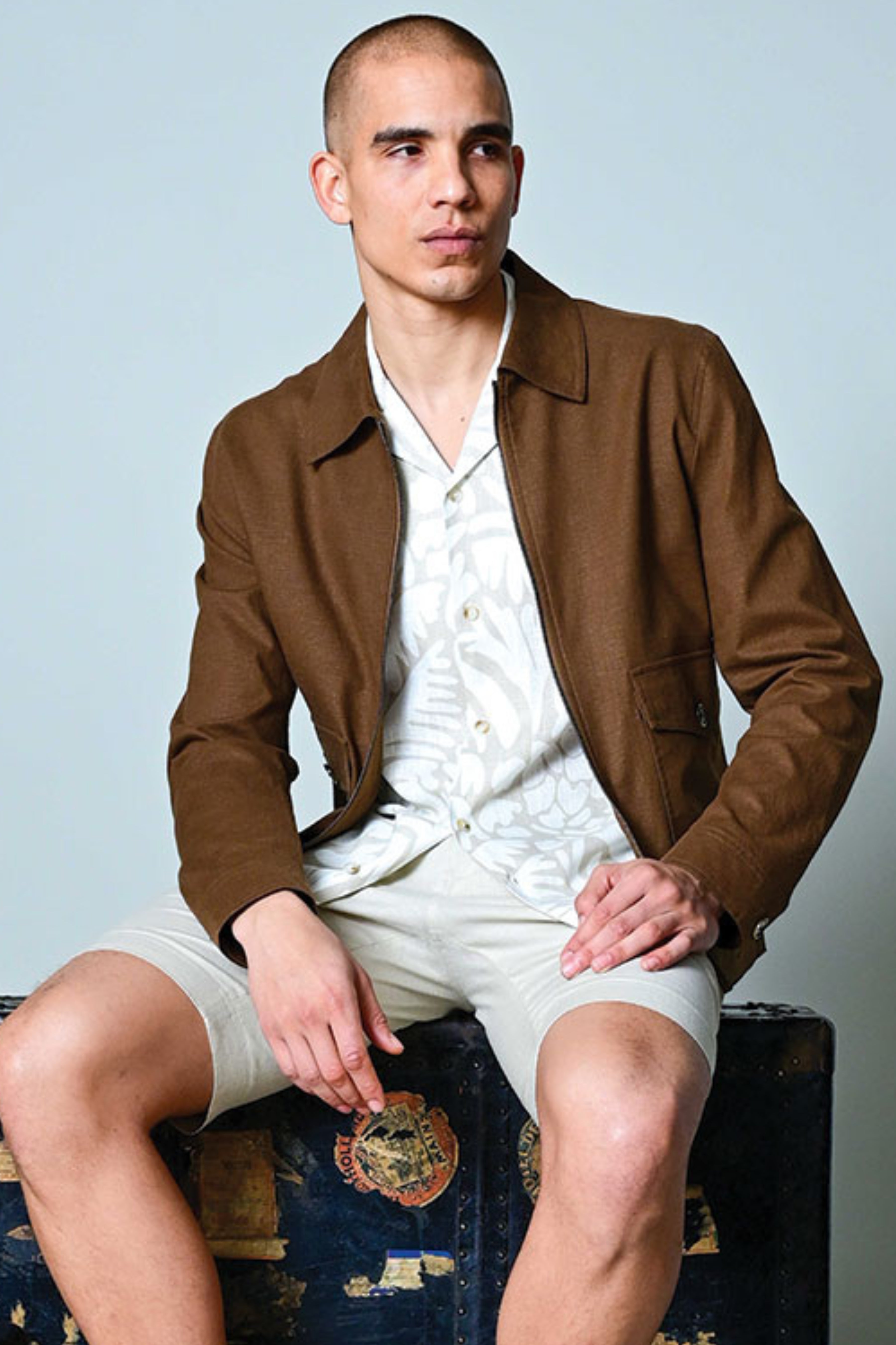 Milo Bomber Jacket - slim - Brown Linen