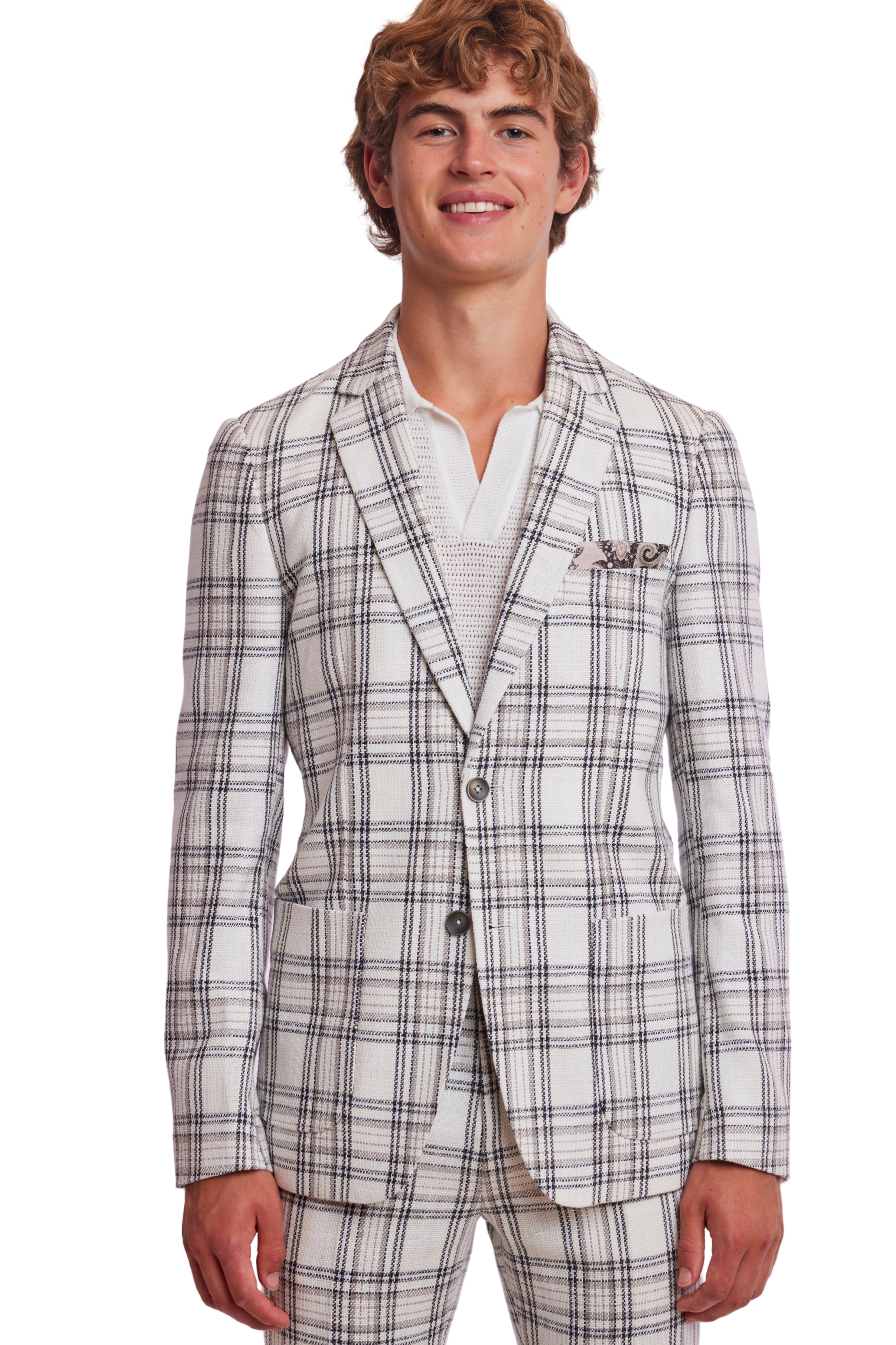 Dover Notch Jacket  - slim - White Blk Grey Check