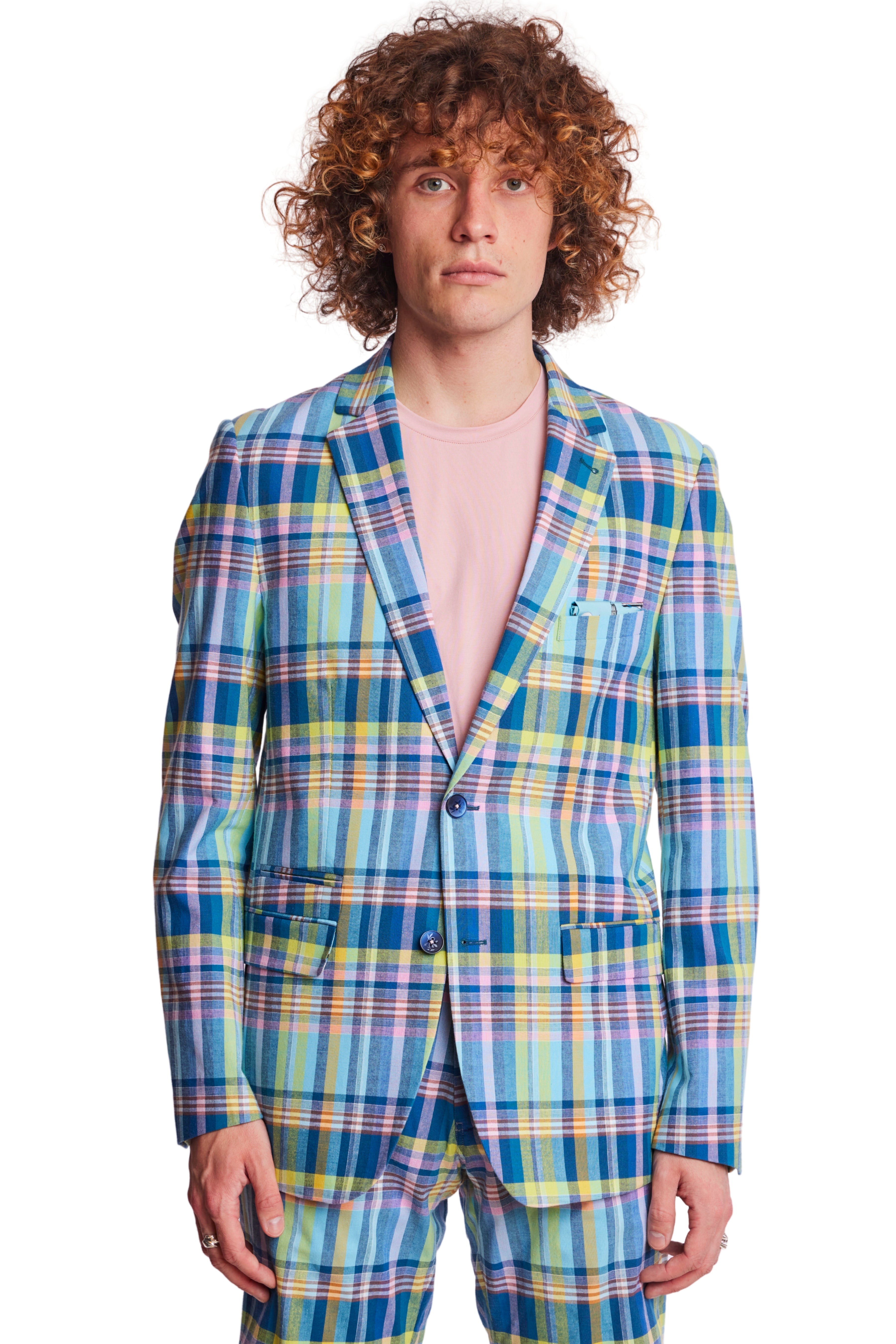 Dover Notch Jacket - slim - Pink Yellow Madras