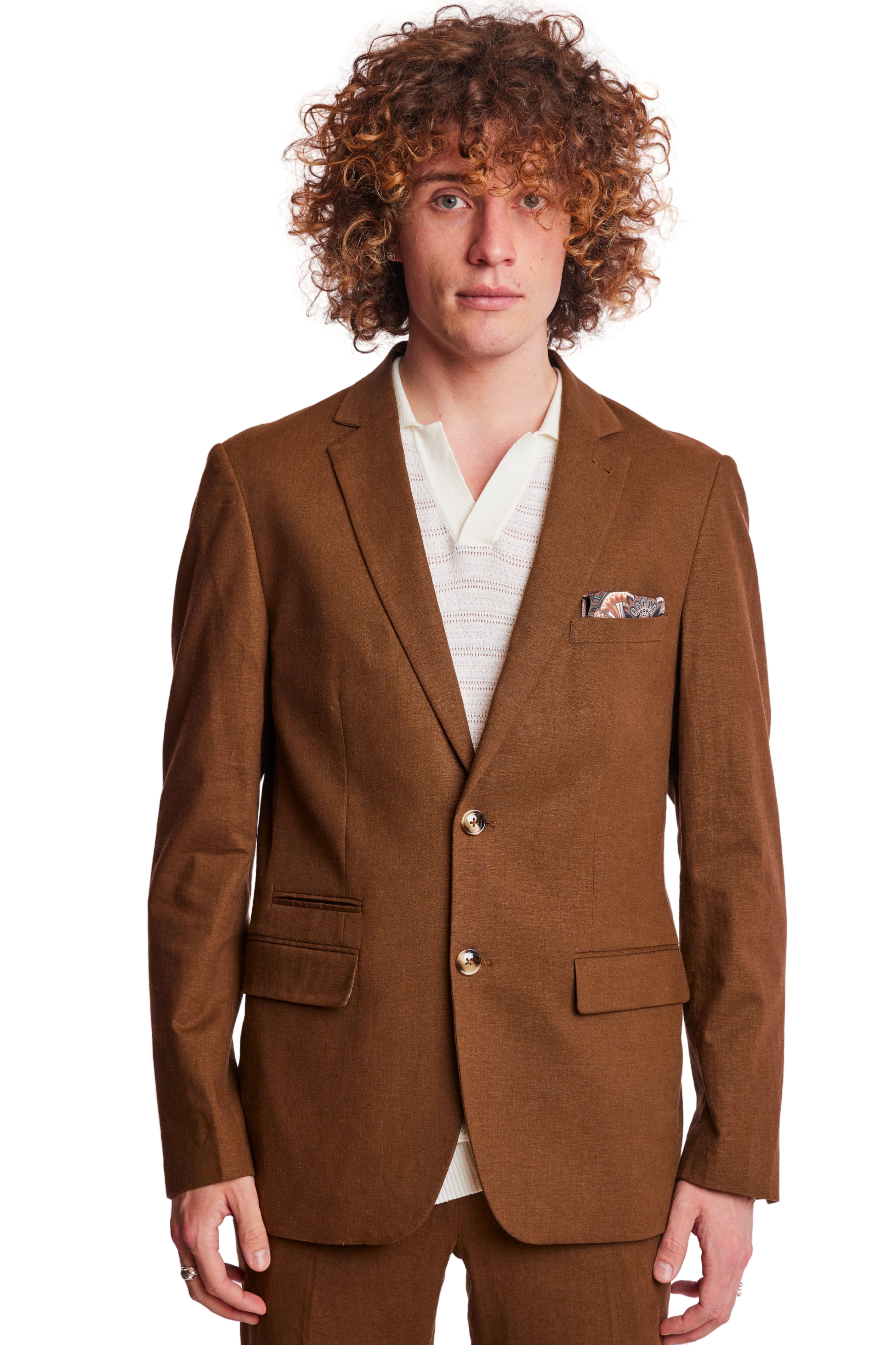 Dover Notch Jacket - slim - Brown Linen