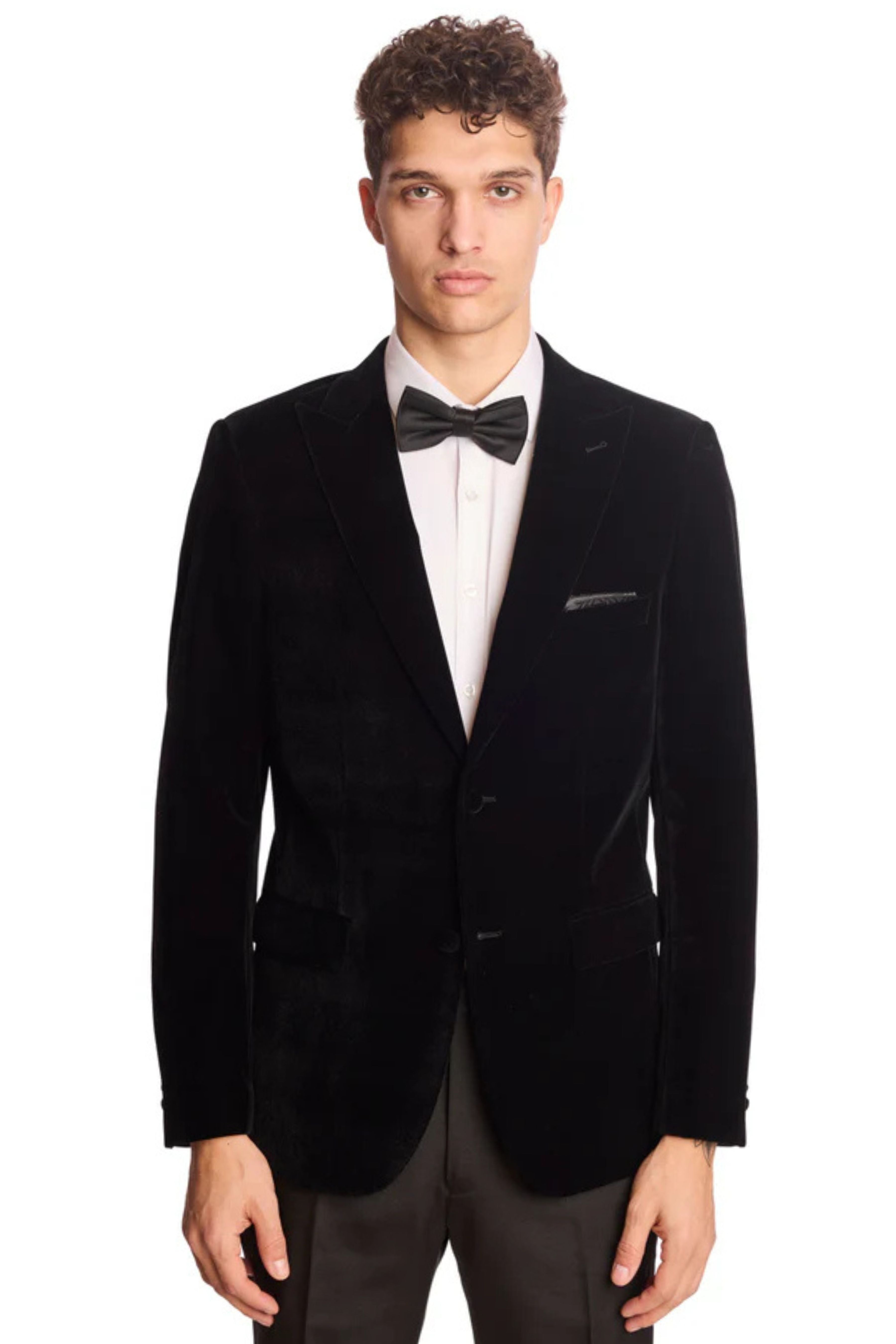 Kyle Big Peak Tux Jacket - slim - Black Velvet