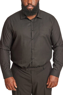  Big & Tall Samuel Spread Collar Shirt - Black Houndstooth Jacquard