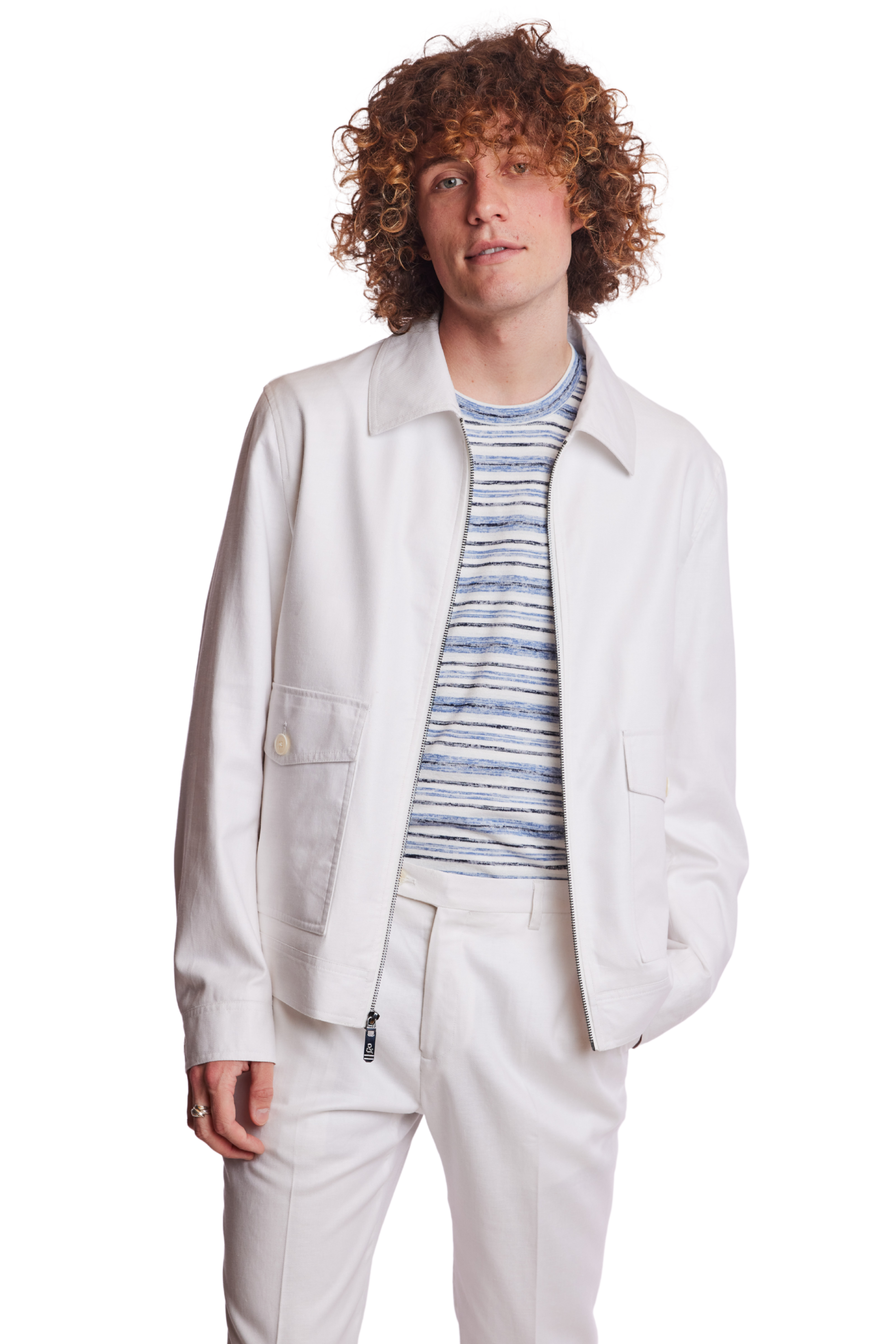 Milo Bomber Jacket - slim - White Linen