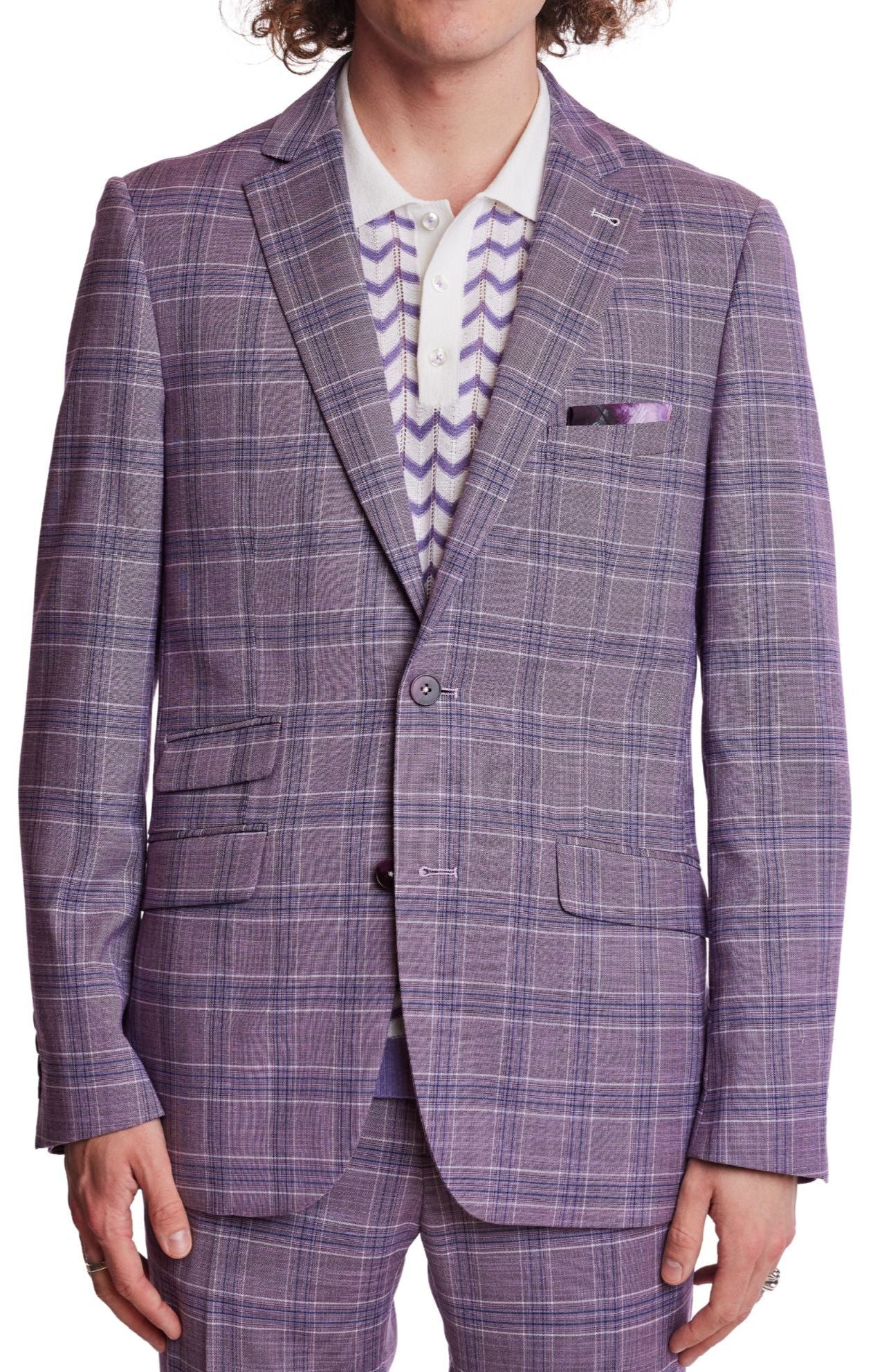 Dover Notch Jacket  - slim - Lilac White Blue Check