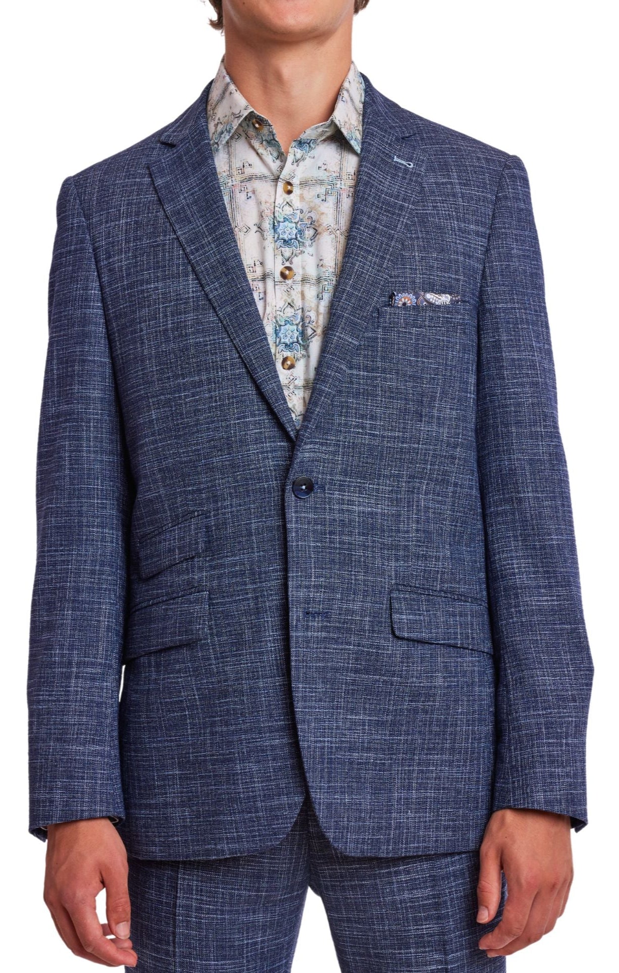 Dover Notch Jacket - slim - Navy Lt Blue Texture