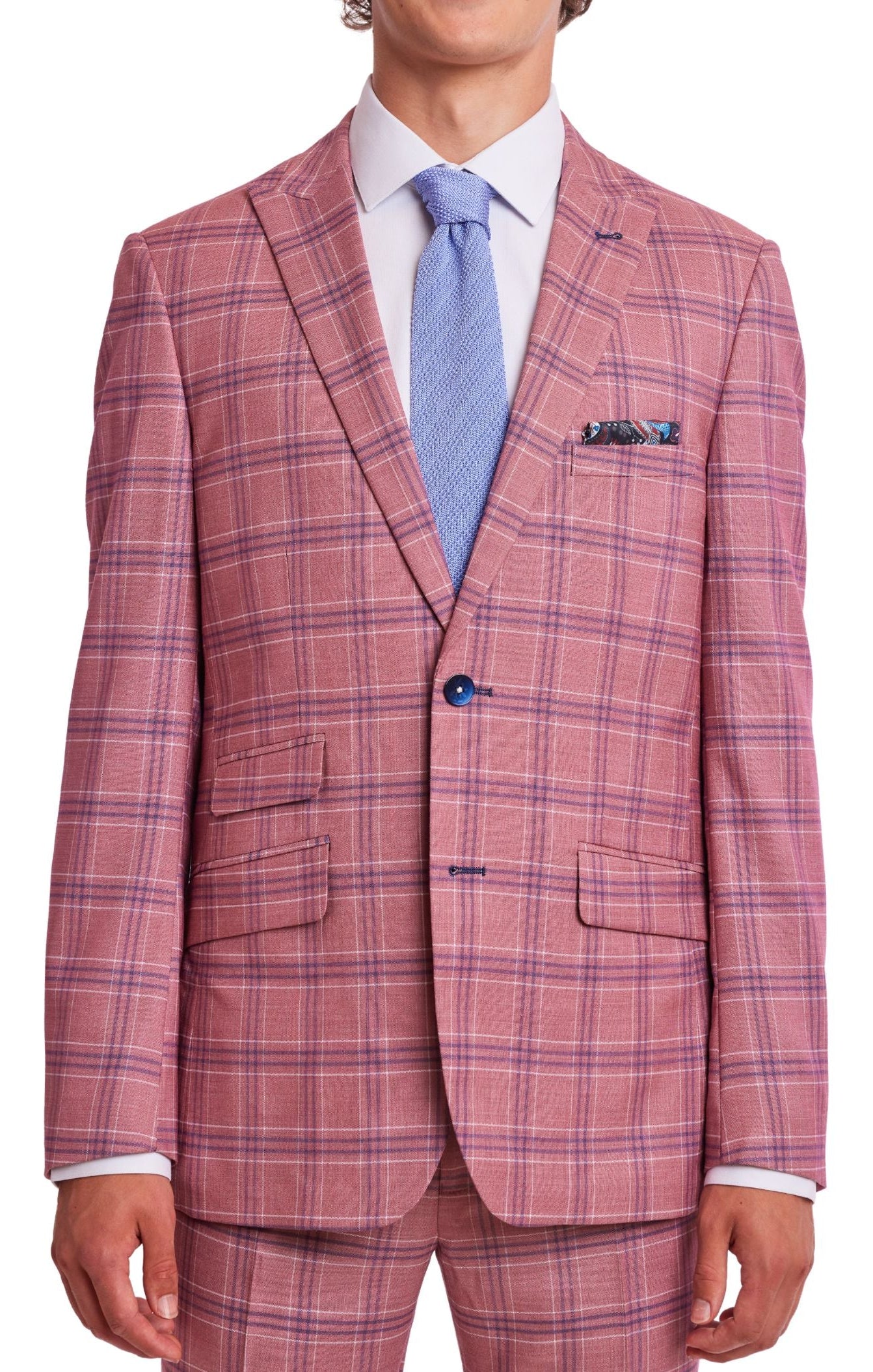 Ashton Peak Jacket - slim - Pink Blue White Check