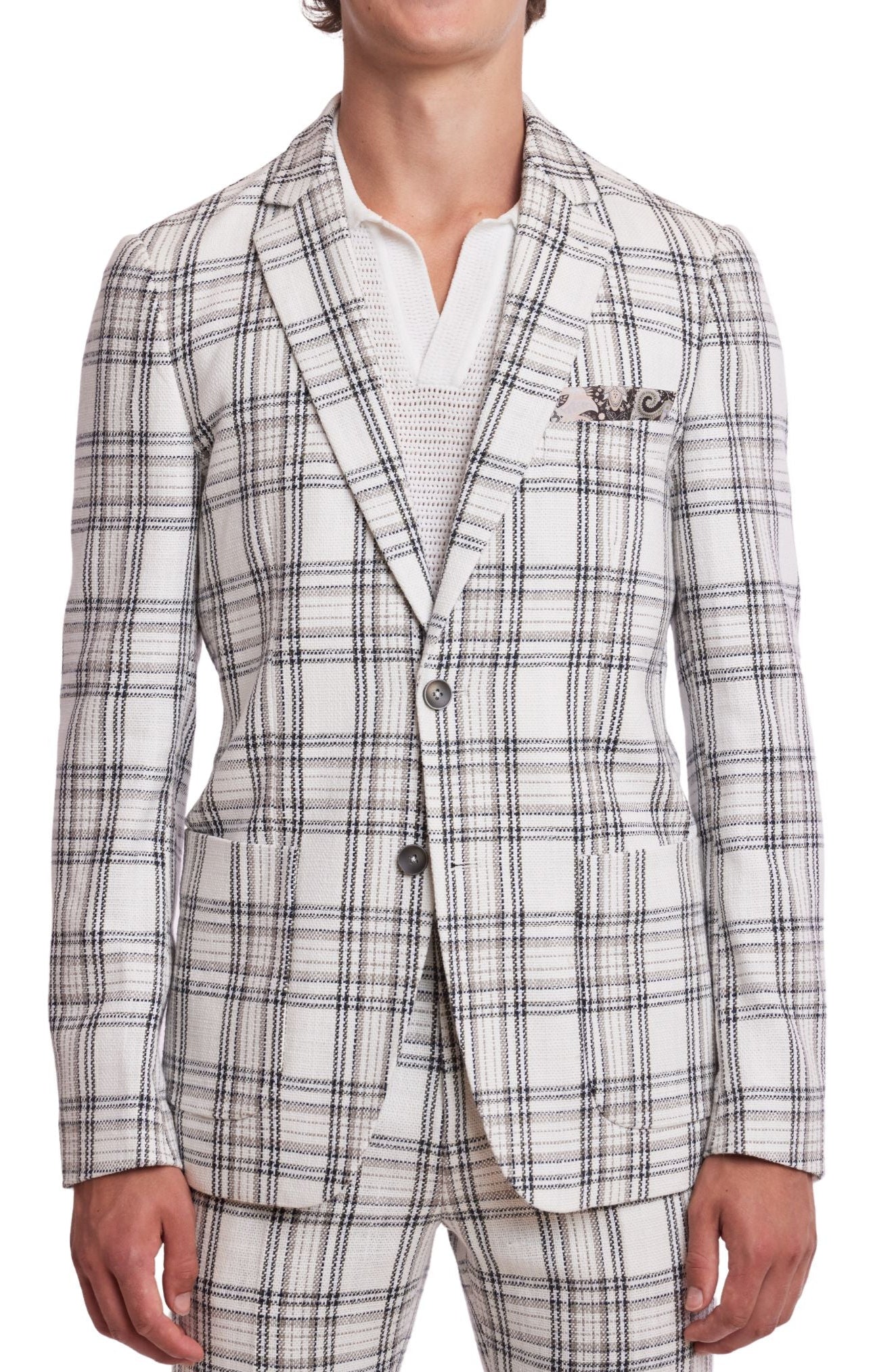 Dover Notch Jacket  - slim - White Blk Grey Check