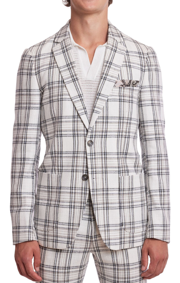 Dover Notch Jacket - slim - White Blk Grey Check – Paisley
