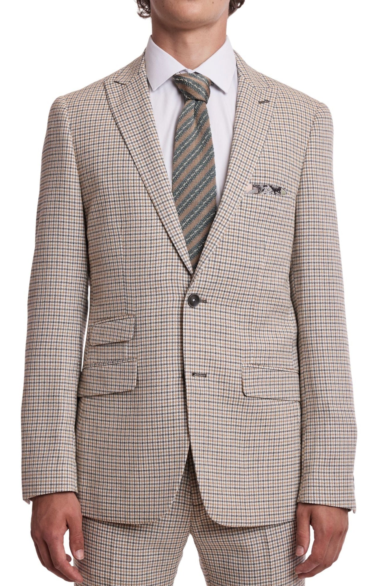 Ashton Peak Jacket - slim - Grey White Yellow Gingham