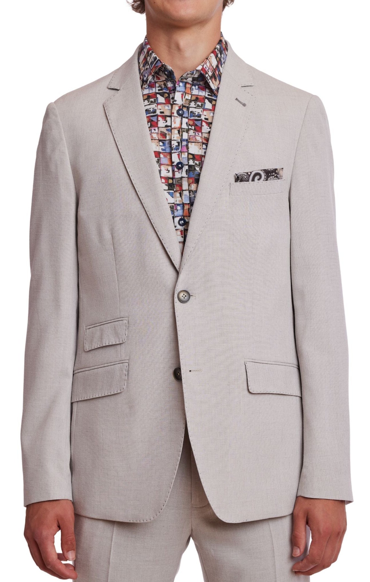 Dover Notch Jacket - slim - Lt Tan Melange