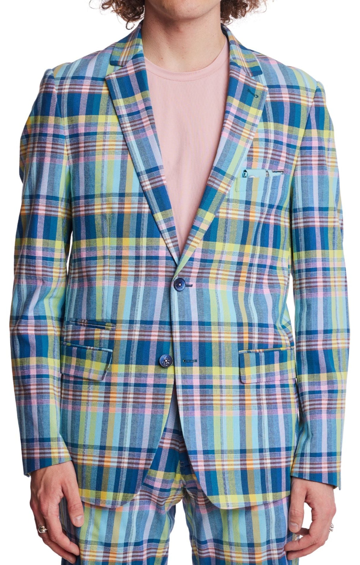 Dover Notch Jacket - slim - Pink Yellow Madras