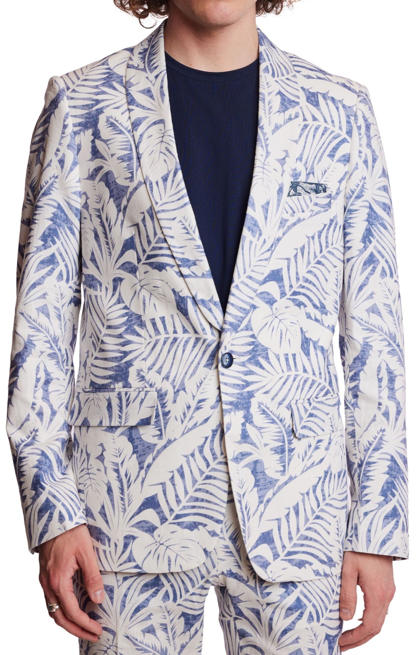 Stanford Shawl Jacket  - slim - Faded Blue Leaf