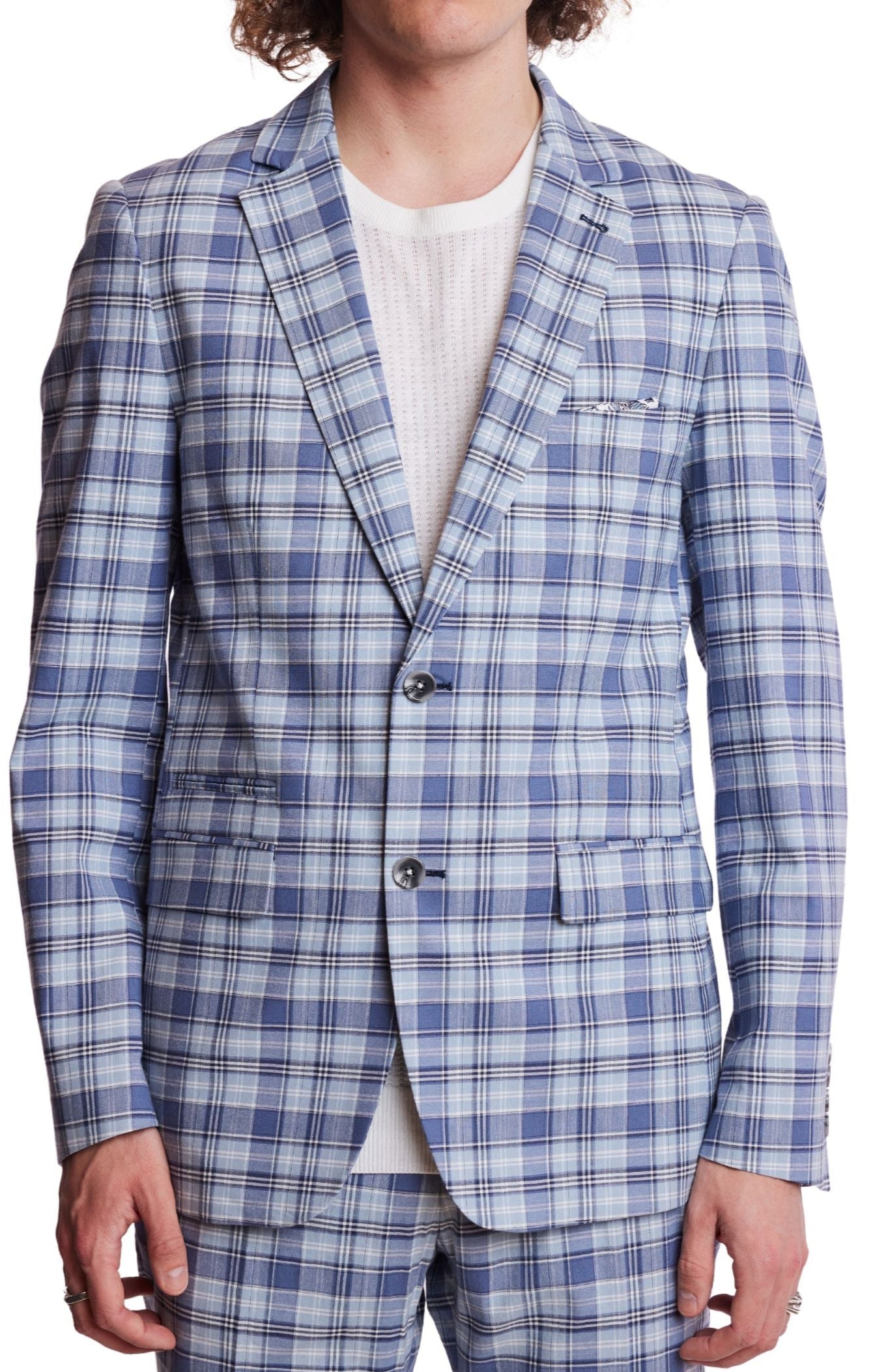 Dover Notch Jacket - slim - Blue Madras Check