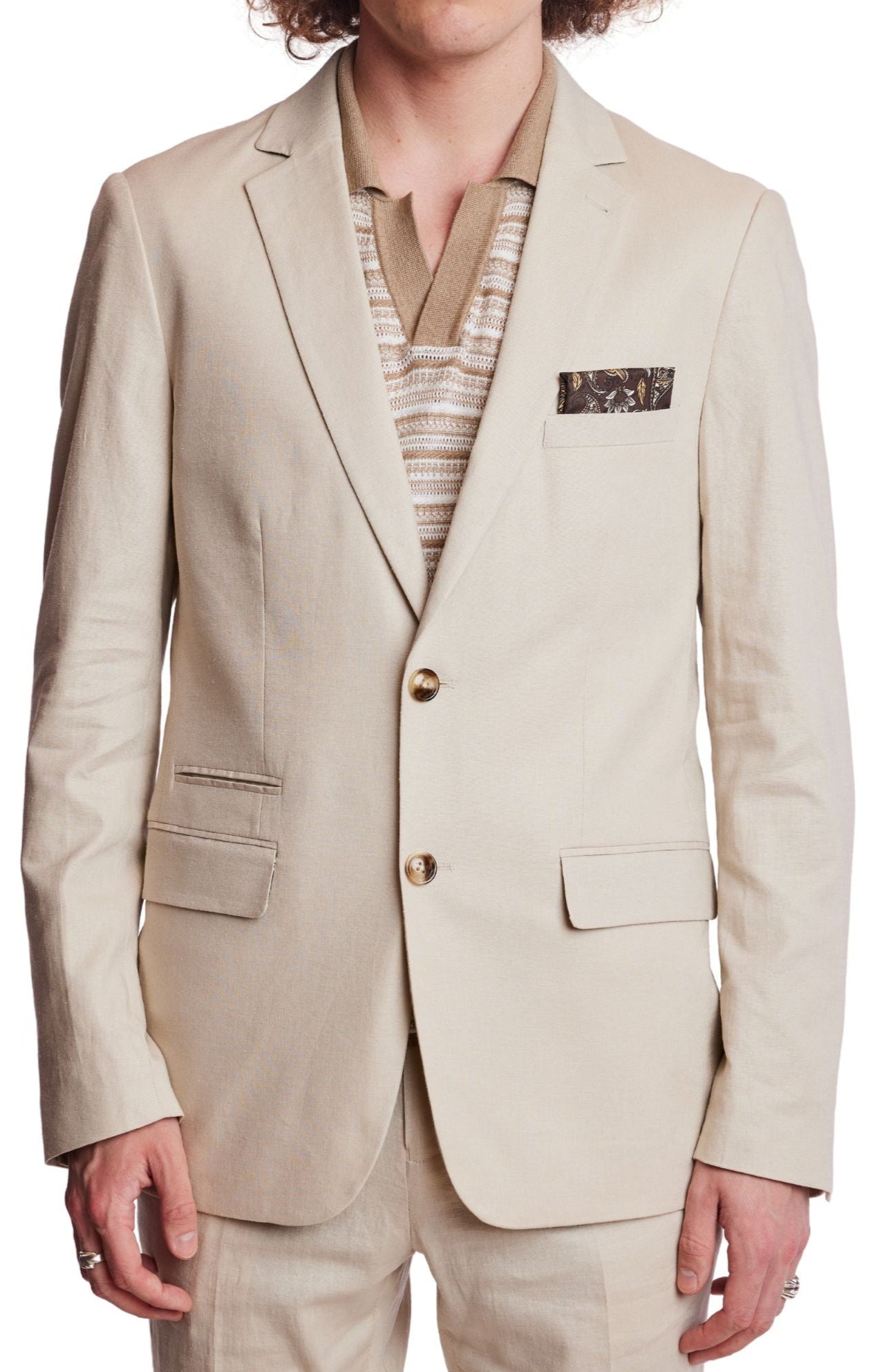 Dover Notch Jacket - slim - Tan Linen
