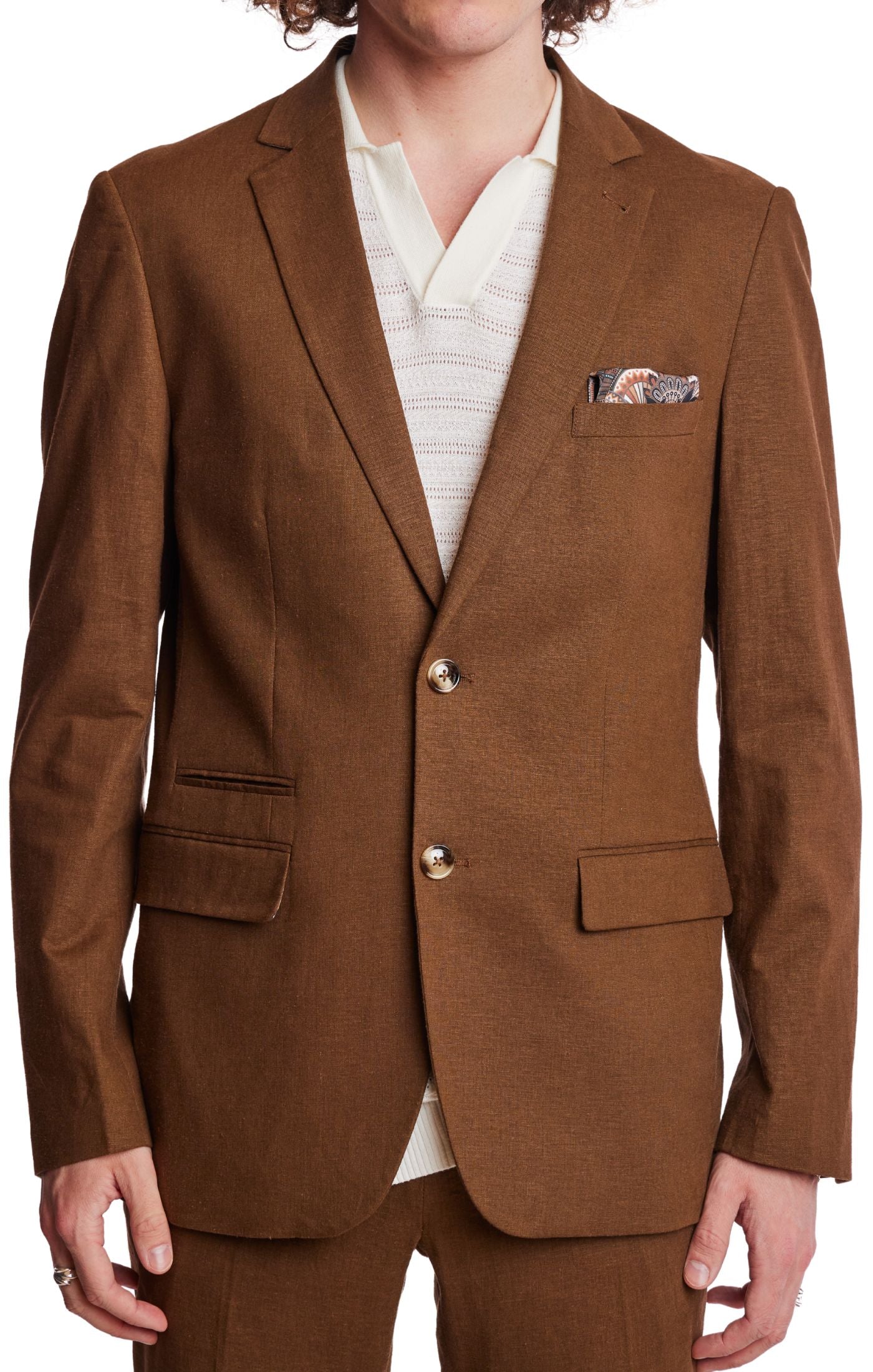 Dover Notch Jacket - slim - Brown Linen