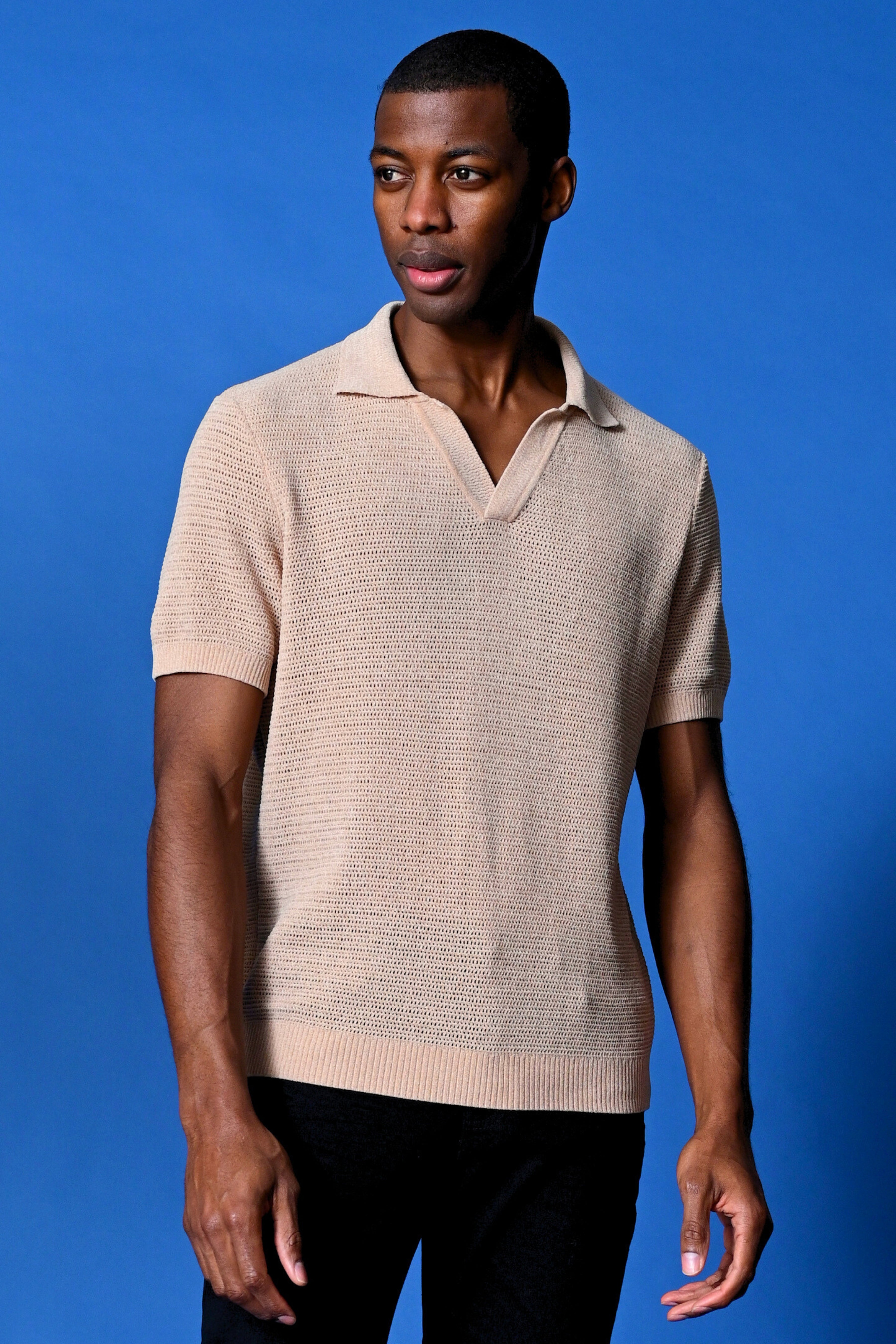 Johnny Collar Polo - Tan Chenille