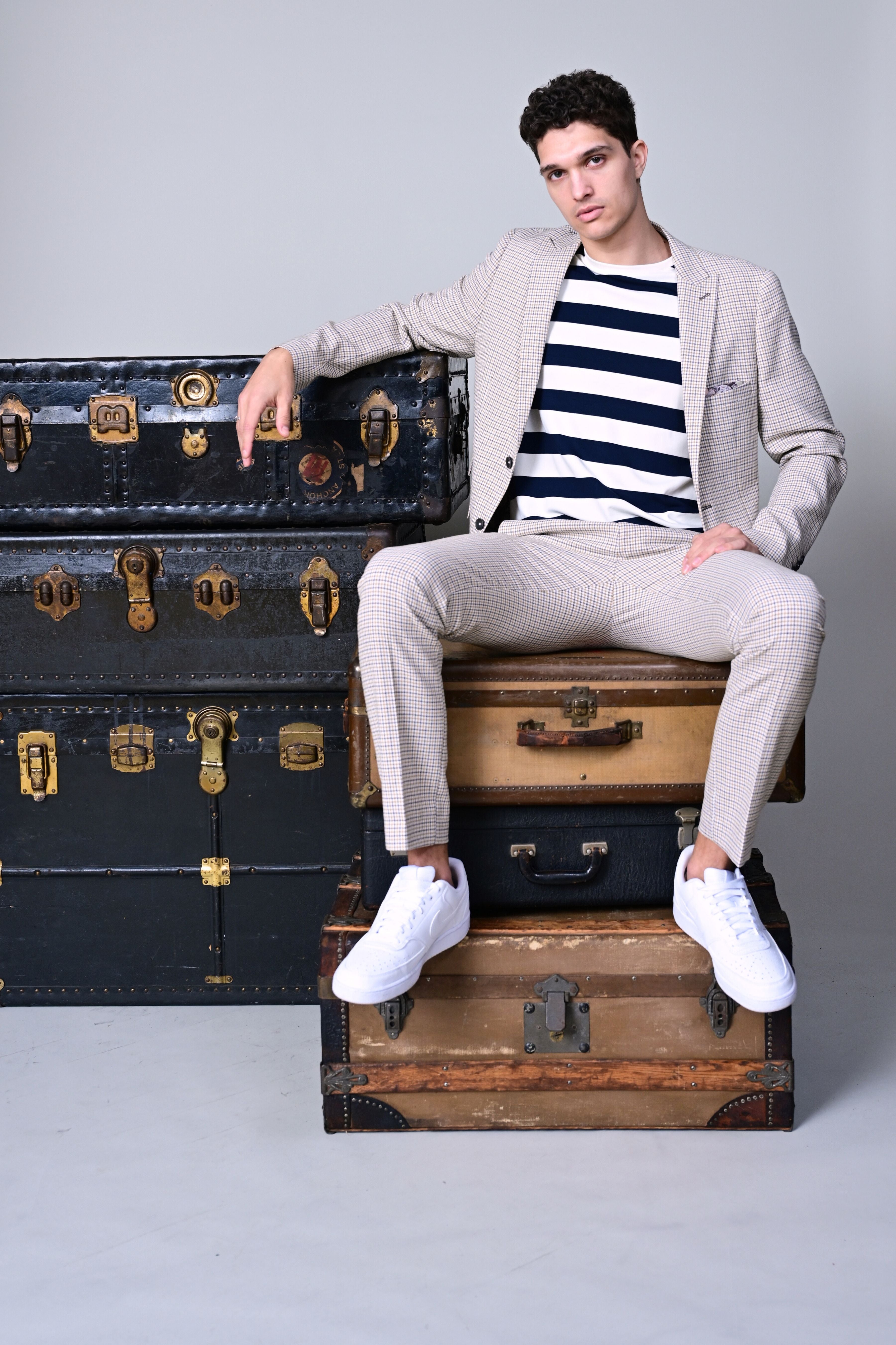 Ashton Peak Jacket - slim - Grey White Yellow Gingham