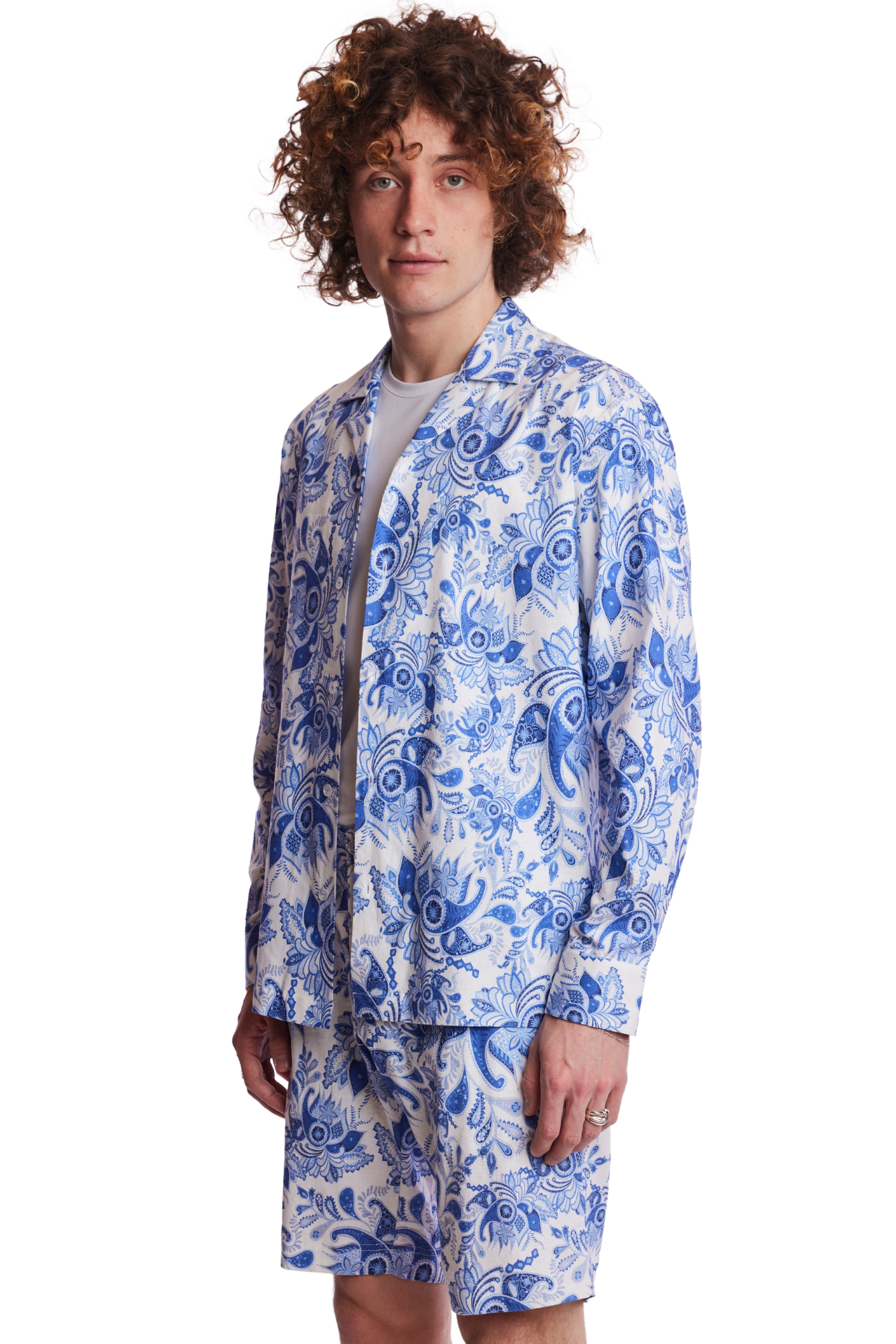 Camp Collar Shirt - Indigo White Paisley