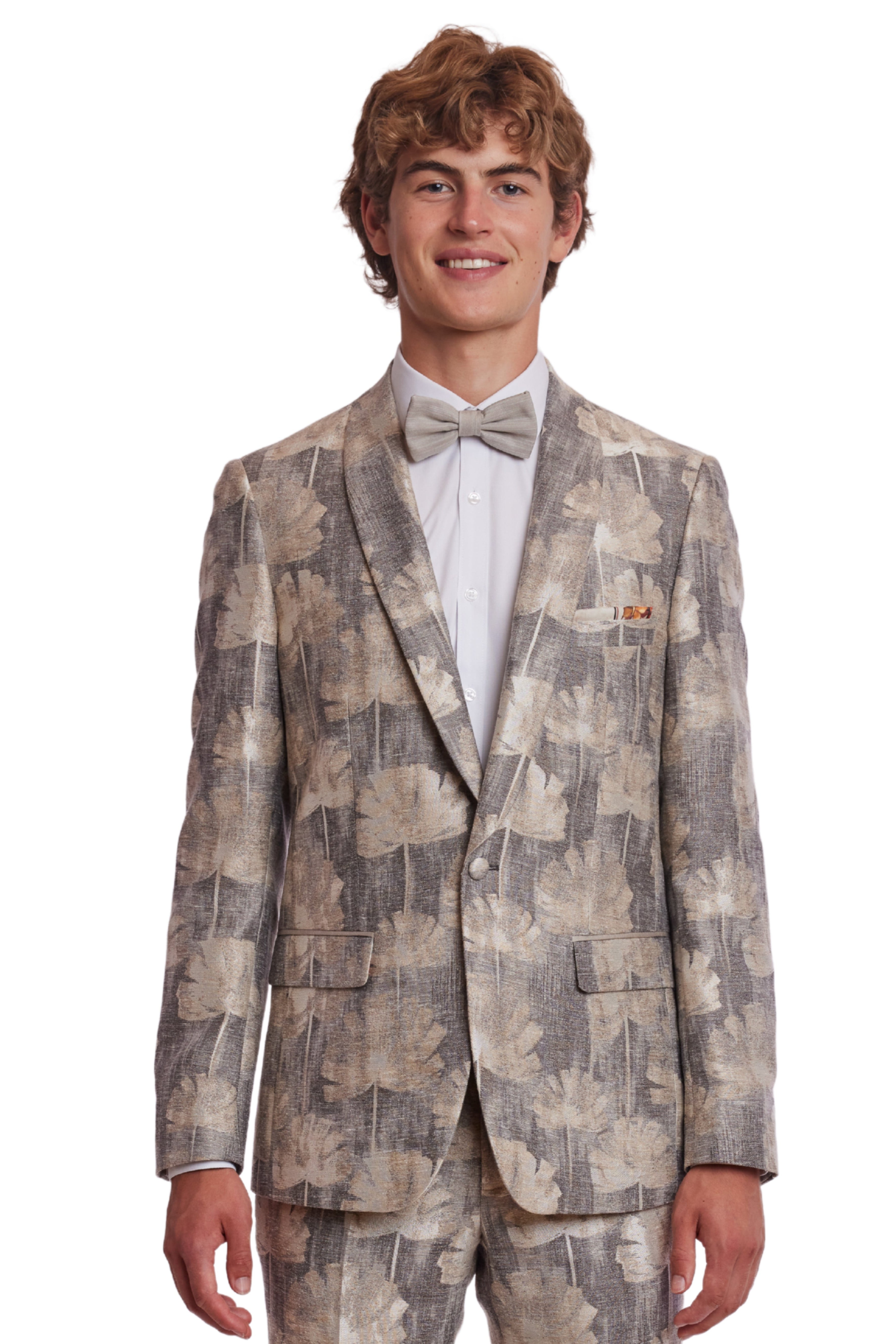 Regent Shawl Tux Jacket - slim - Beige Haze Floral