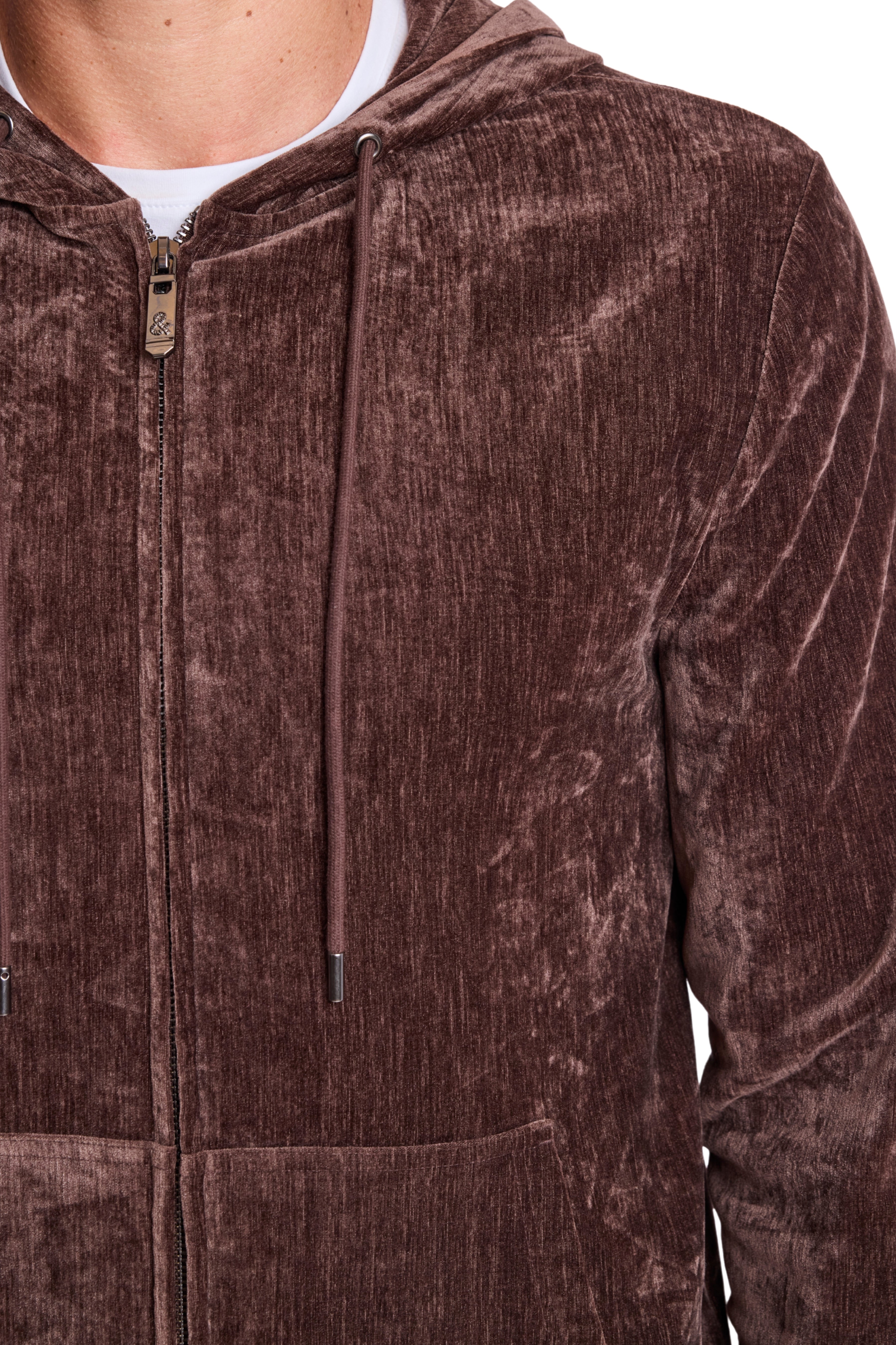 Velvet Zip-Up Hoody - Chocolate Brown Velvet