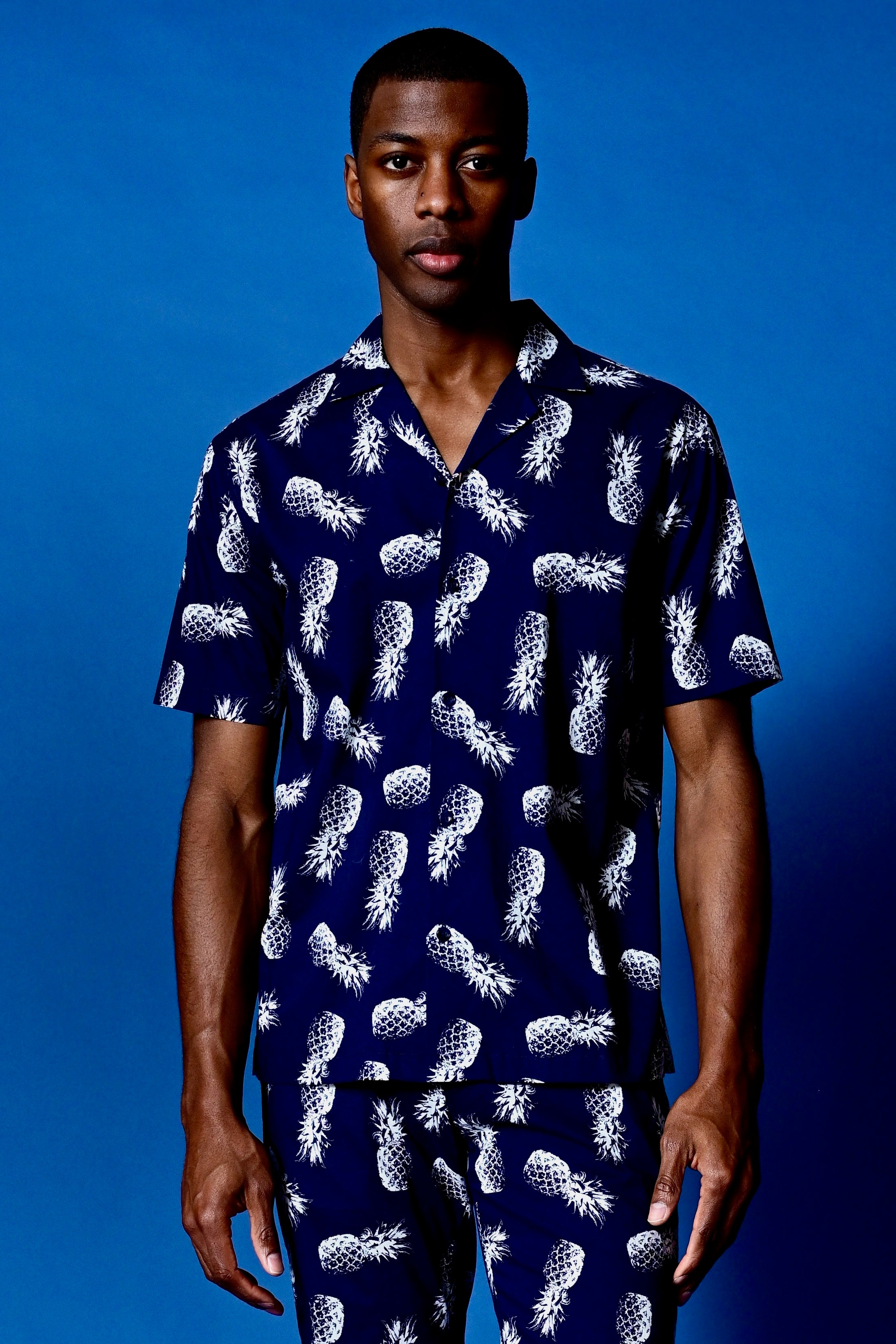 Camp Collar Shirt - Navy Pineapple