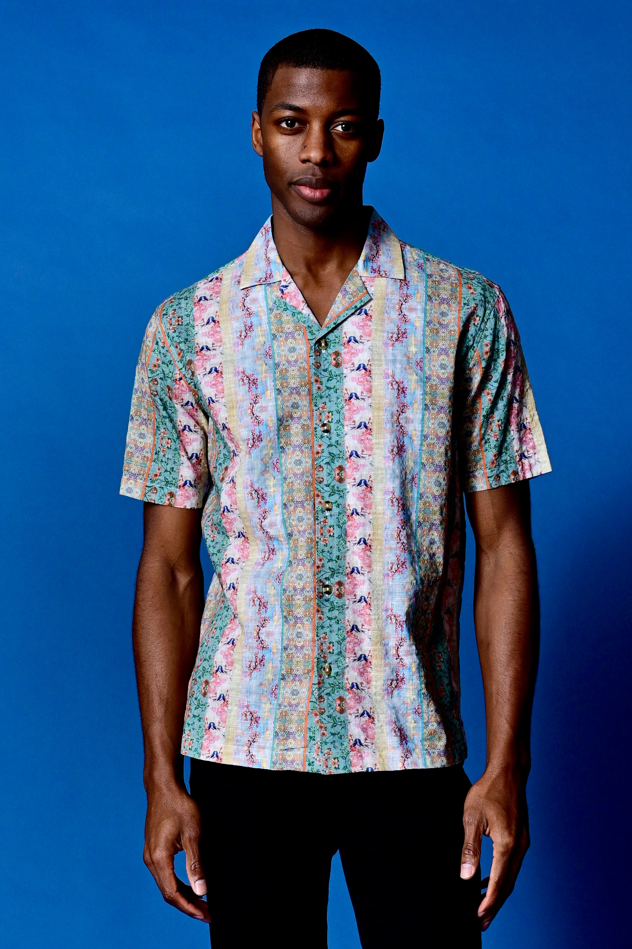 Camp Collar Shirt - Pink Green Floral Multi