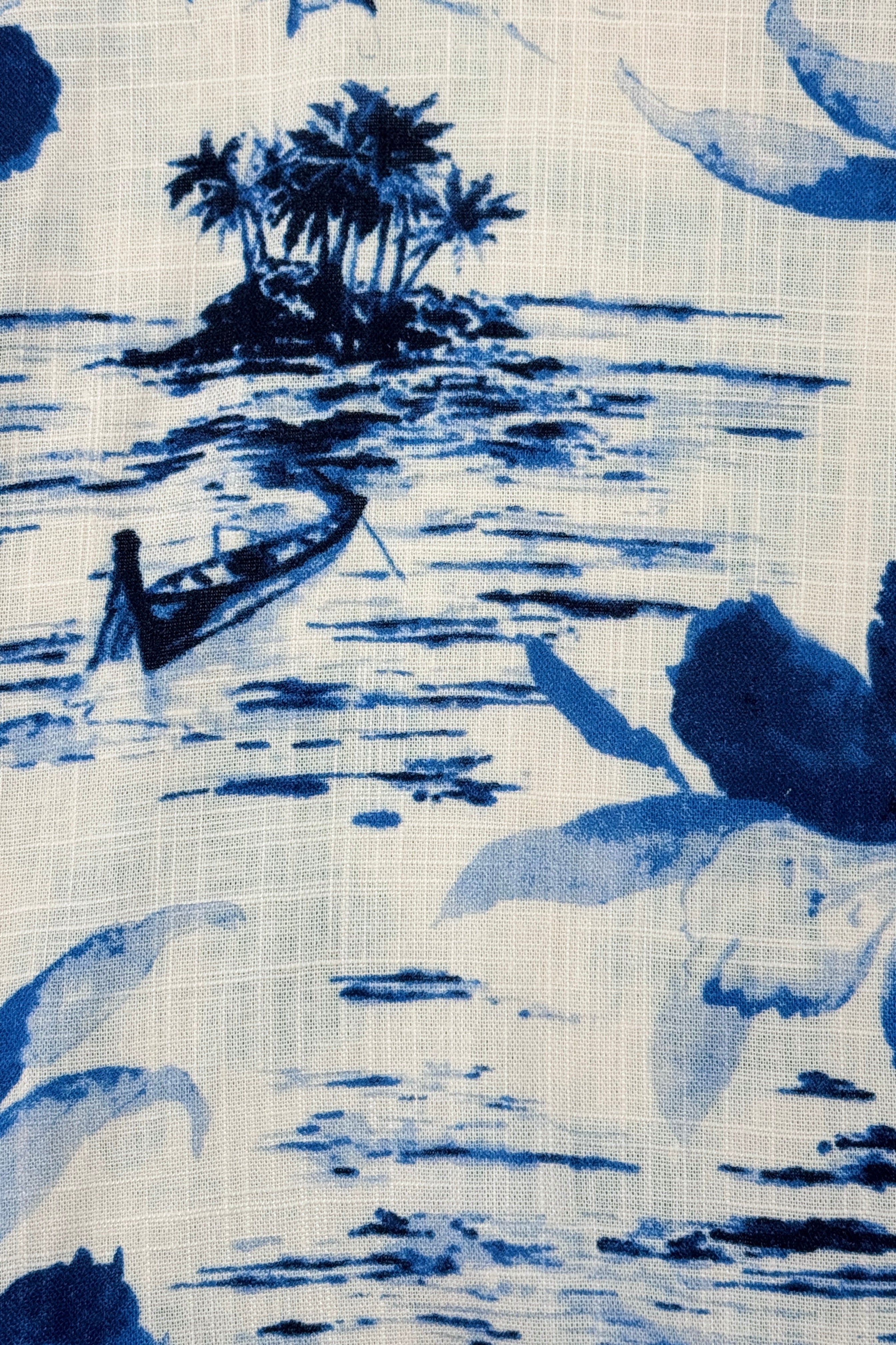 Camp Collar Shirt - White Blue Vacation