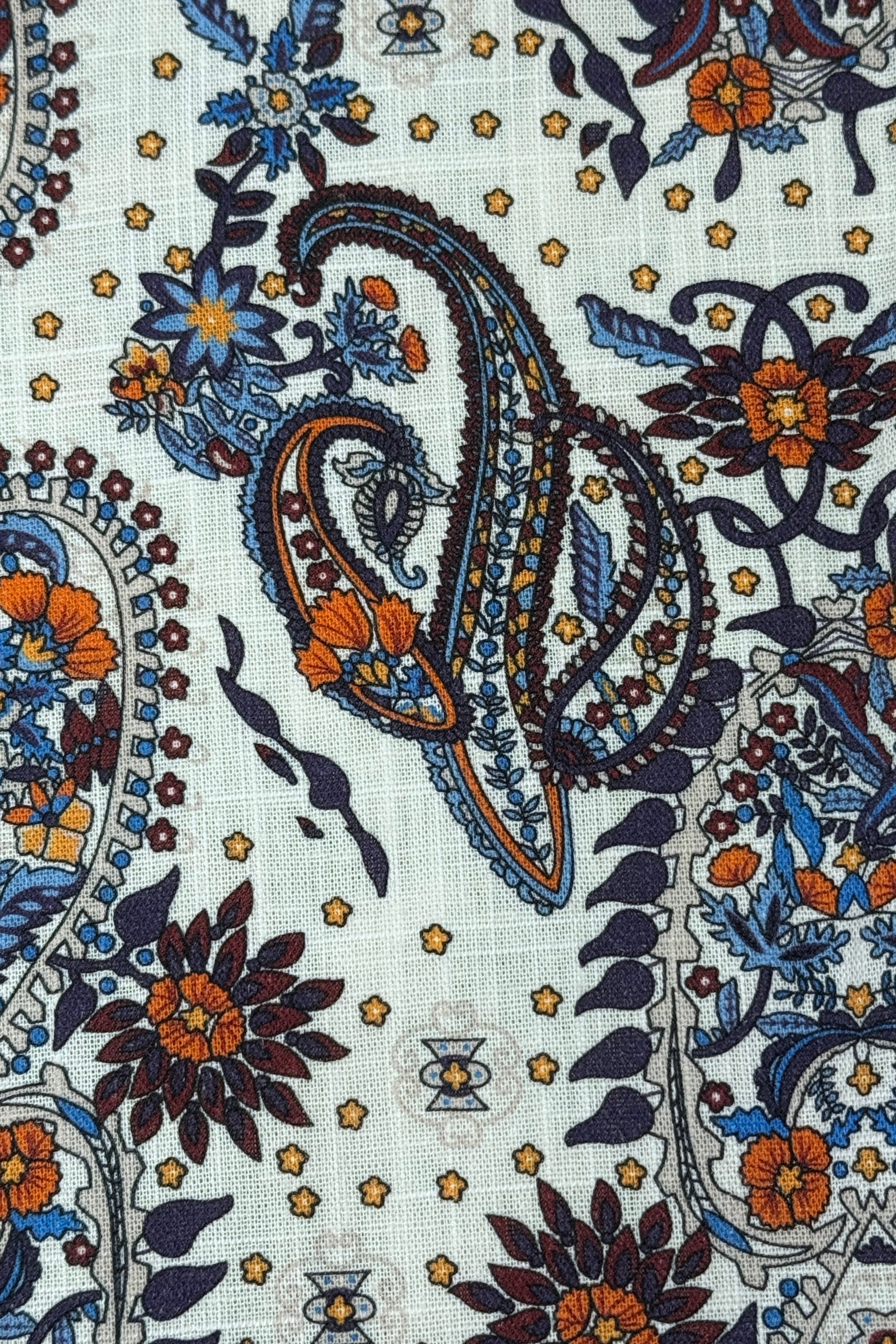 Felix Shorts - slim - White Blue Orange Paisley