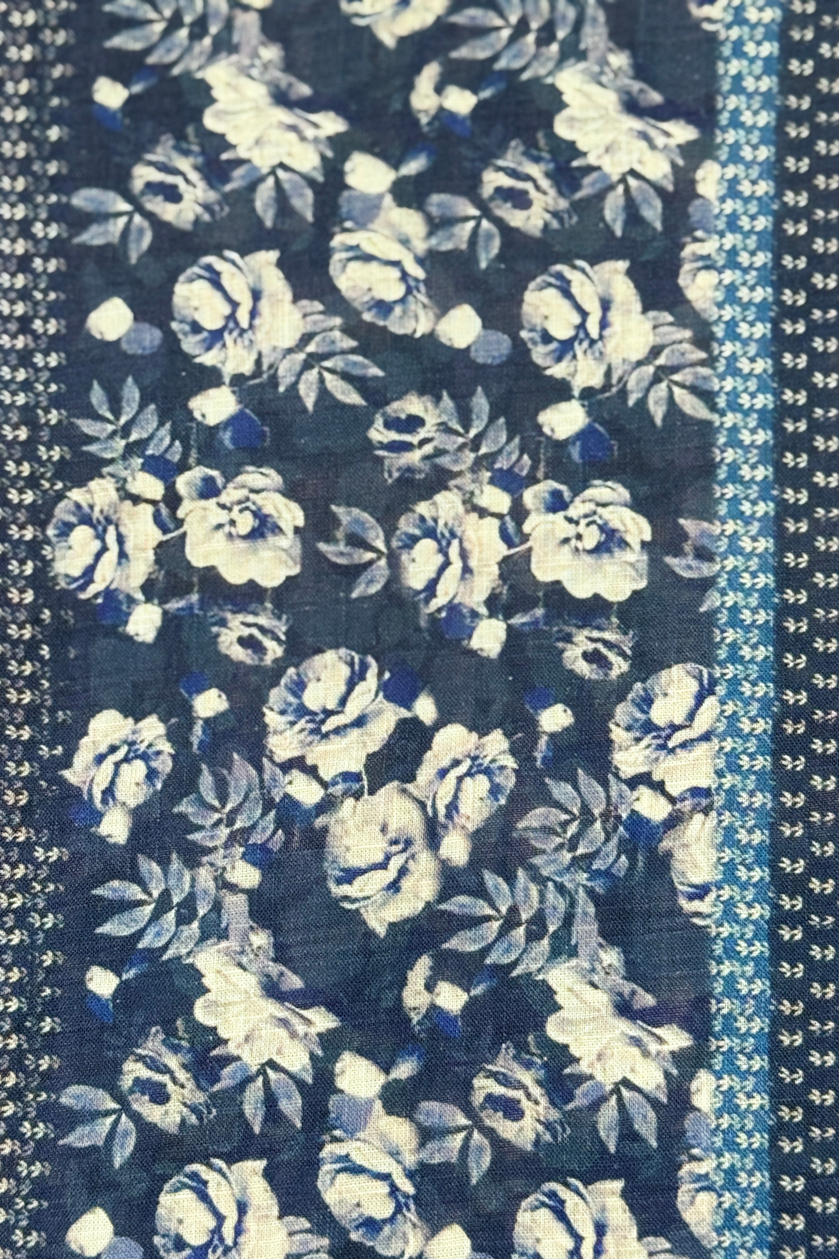 Camp Collar Shirt - Navy Lt Blue Floral Stripe